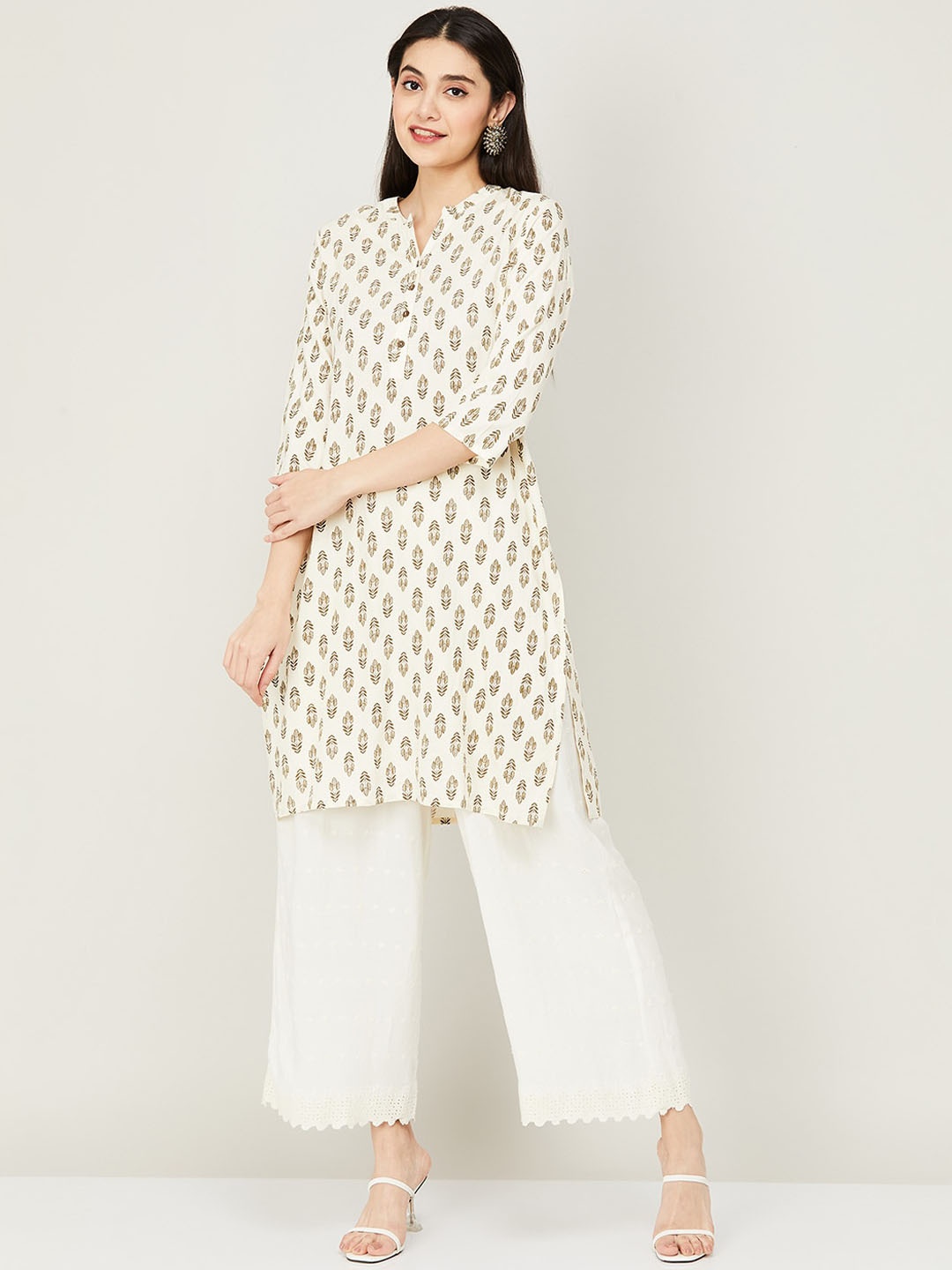 

Melange by Lifestyle Off White Ethnic Motifs Printed Kurti