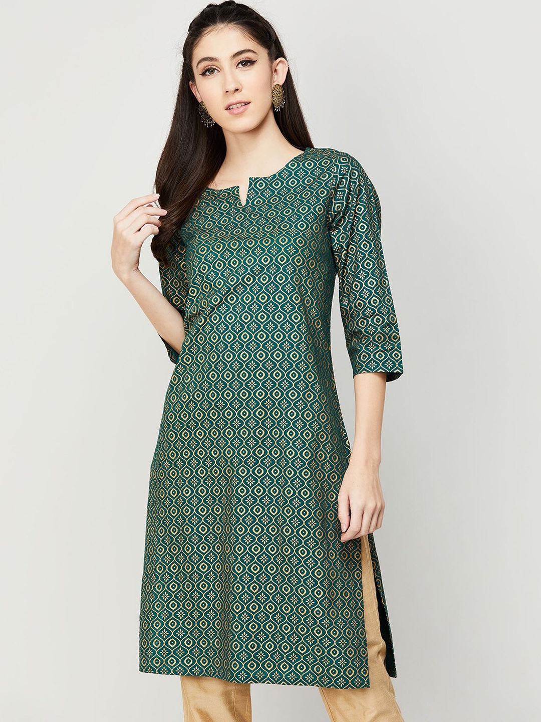 

Melange by Lifestyle Geometric Printed Kurta, Green