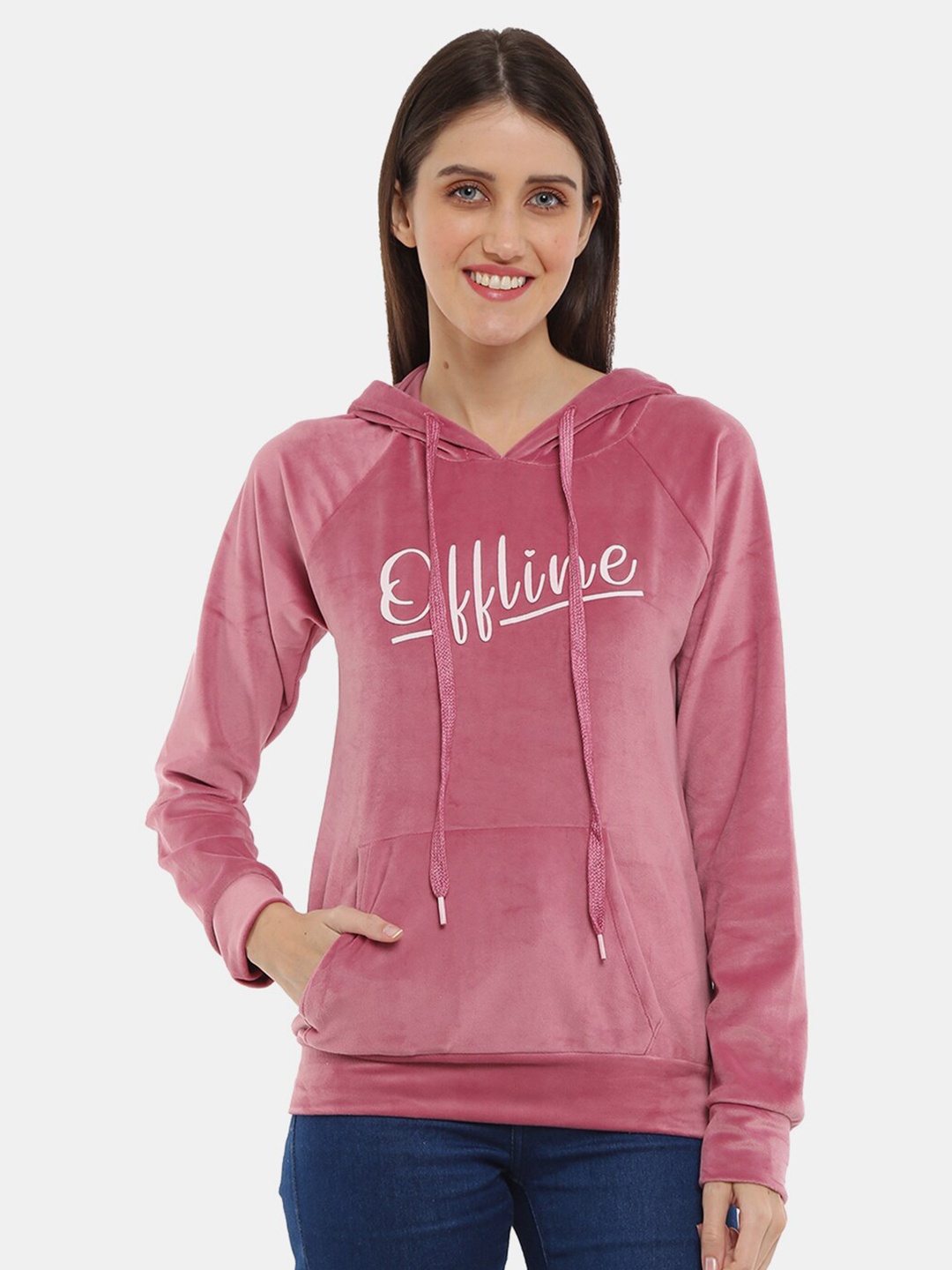 

V-Mart Women Purple Printed Hooded Fleece Sweatshirt