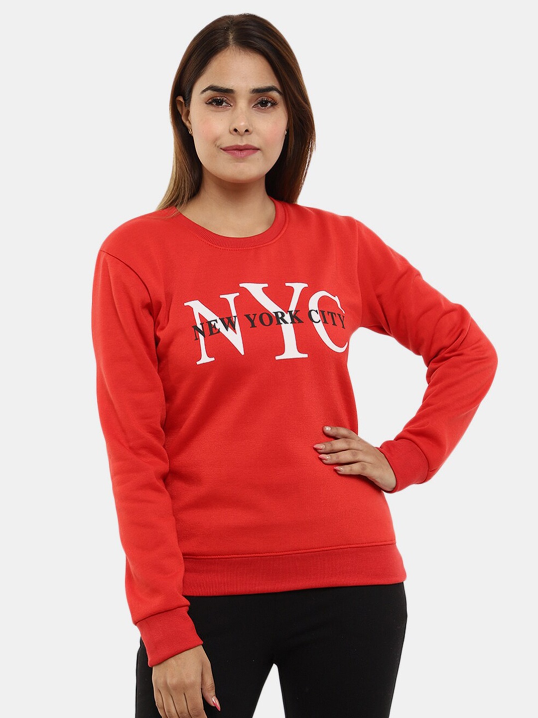 

V-Mart Women Red Printed Cotton Sweatshirt