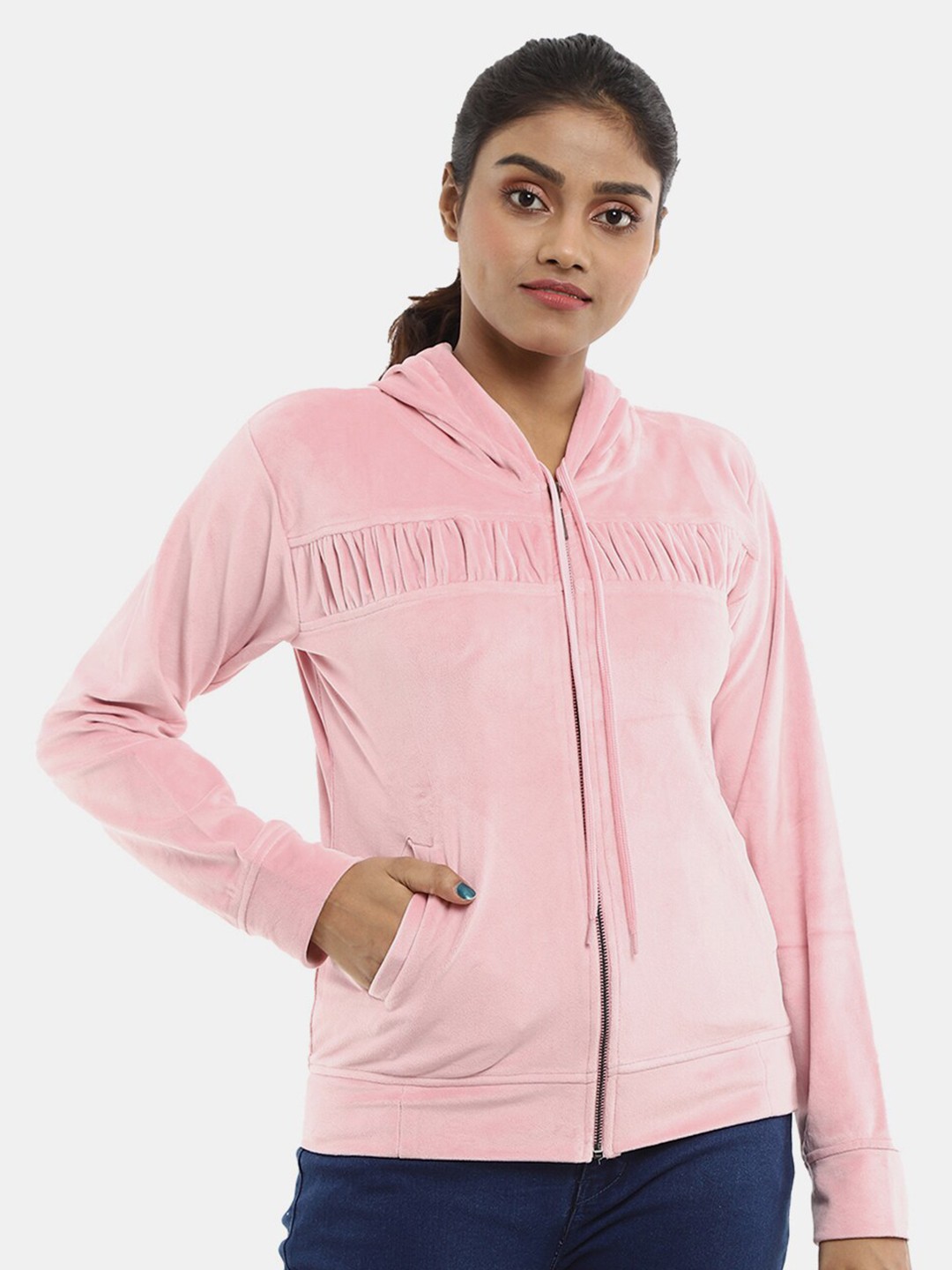

V-Mart Women Pink Hooded Cotton Sweatshirt