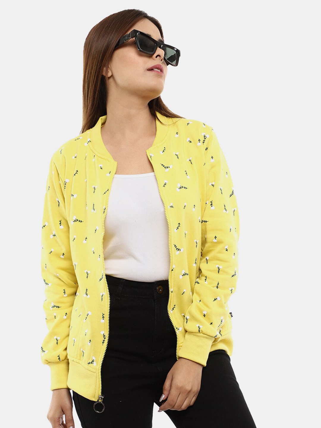 

V-Mart Women Yellow Printed Cotton Sweatshirt