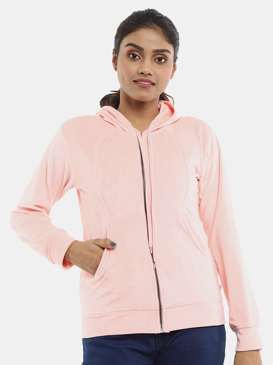 

V-Mart Women Pink Hooded Cotton Sweatshirt