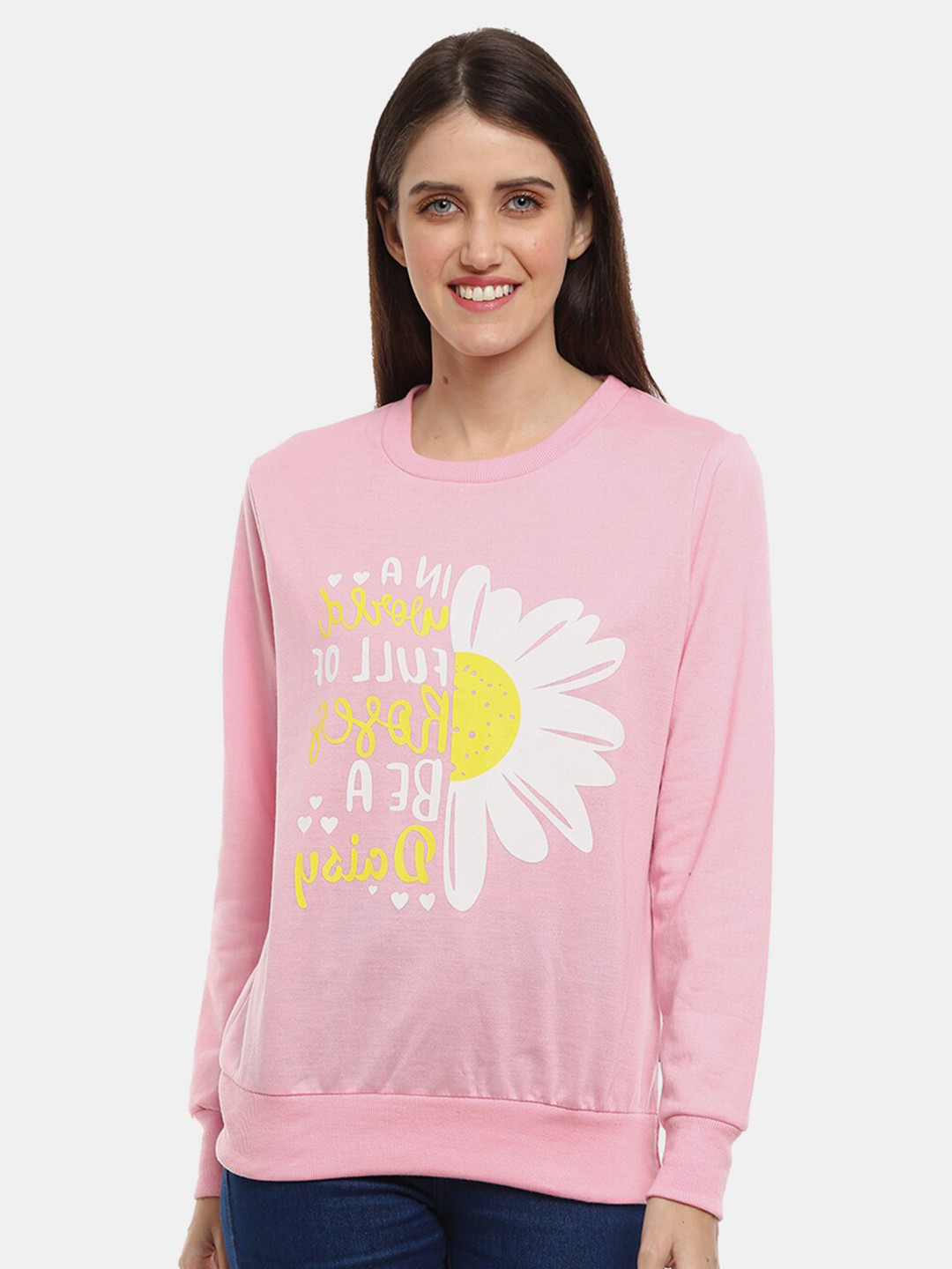 

V-Mart Women Pink Printed Cotton Sweatshirt