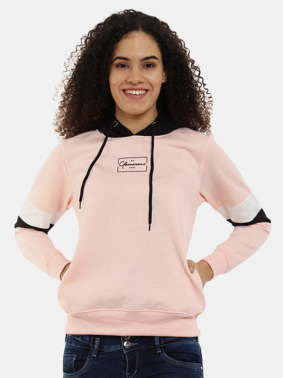 

V-Mart Women Pink Hooded Cotton Sweatshirt