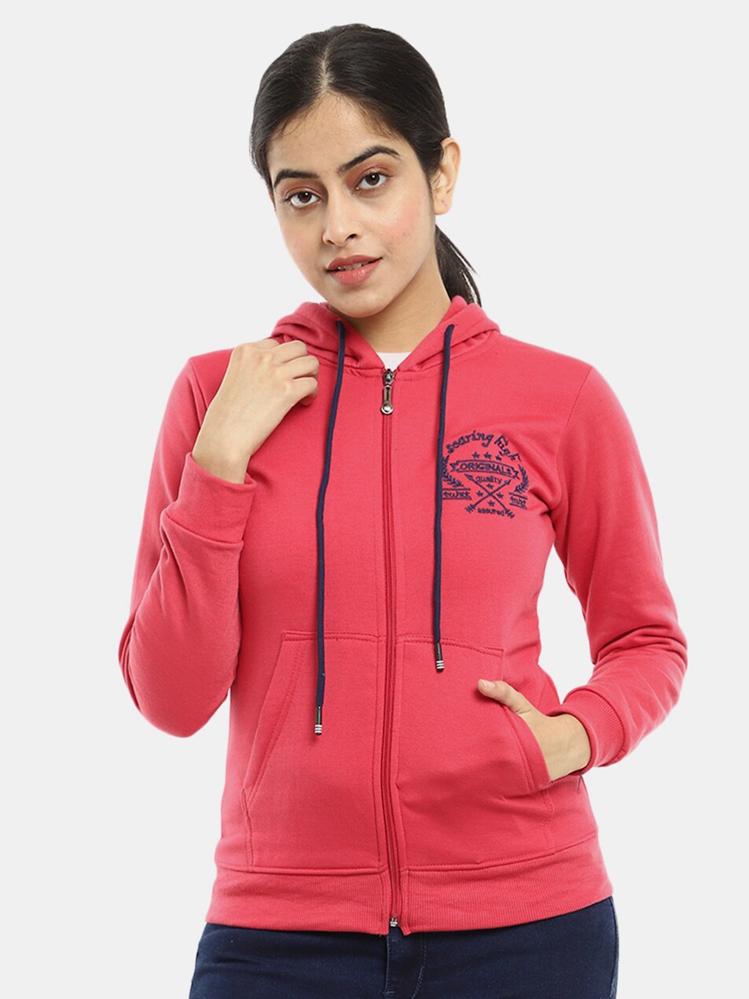 

V-Mart Women Fuchsia Hooded Cotton Sweatshirt