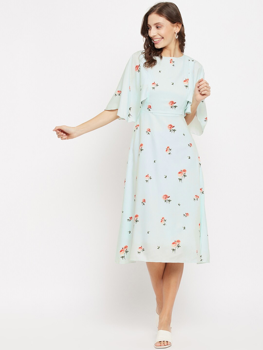 

Madame Sea Green Floral A-Line Midi Dress