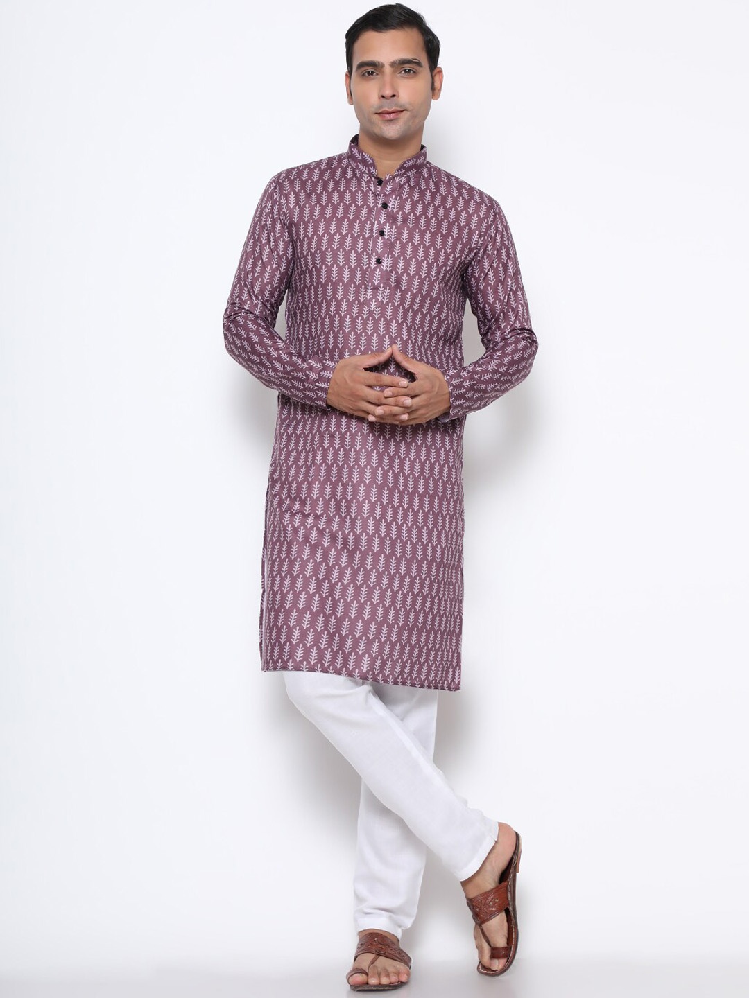 

GoStyle Ethnic Motifs Printed Pure Cotton Kurta, Violet