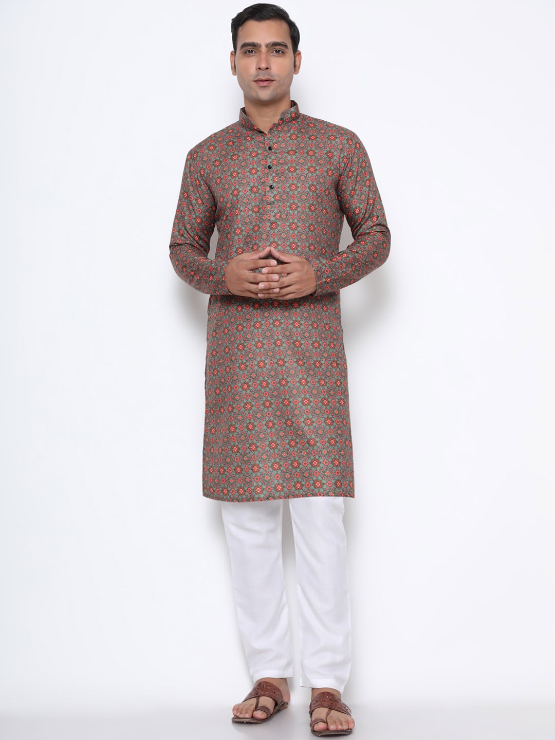 

GoStyle Ethnic Motifs Pure Cotton Kurta, Green