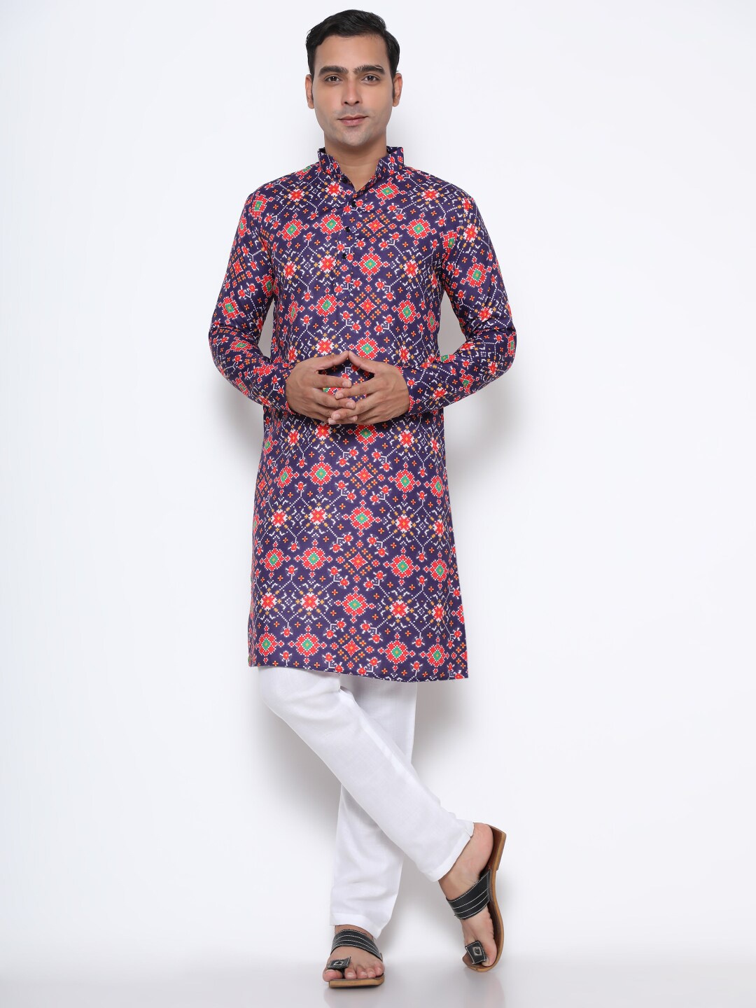 

GoStyle Ethnic Motifs Printed Pure Cotton Kurta, Blue