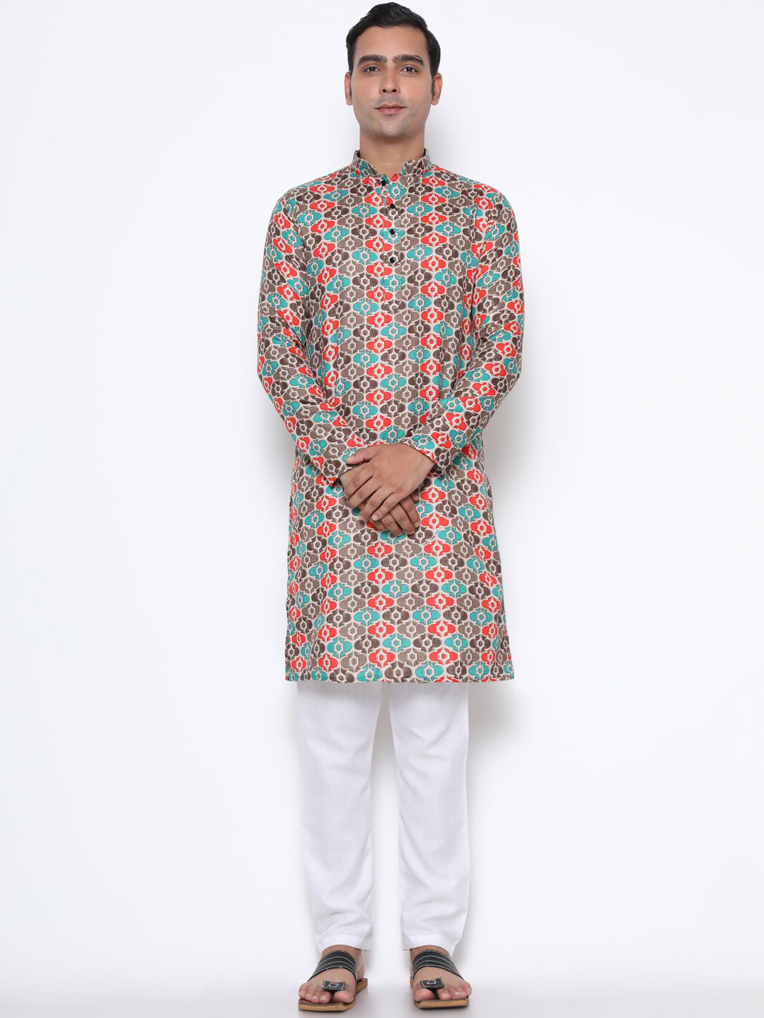 

GoStyle Ethnic Motifs Printed Cotton Kurta, Brown