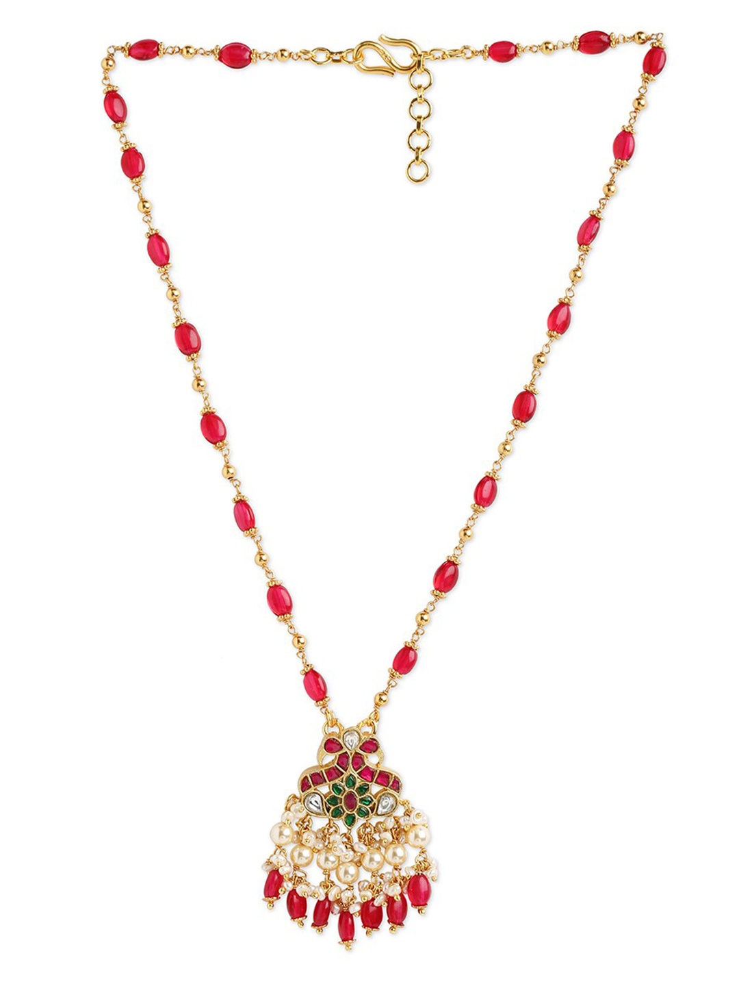 

ahilya Gold-Toned & Red Sterling Silver Gold-Plated Necklace