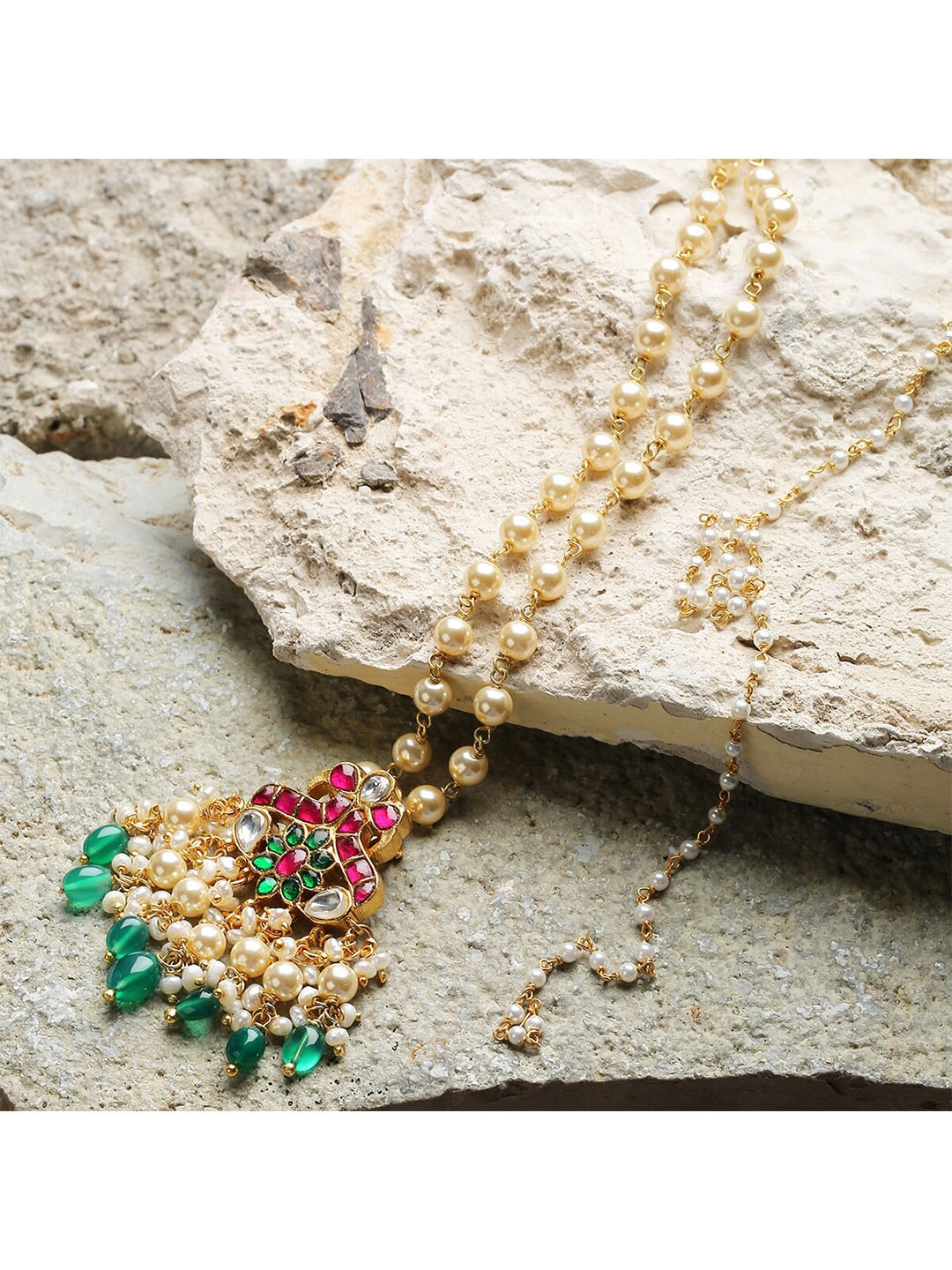 

ahilya Gold-Toned & White Sterling Silver Gold-Plated Necklace