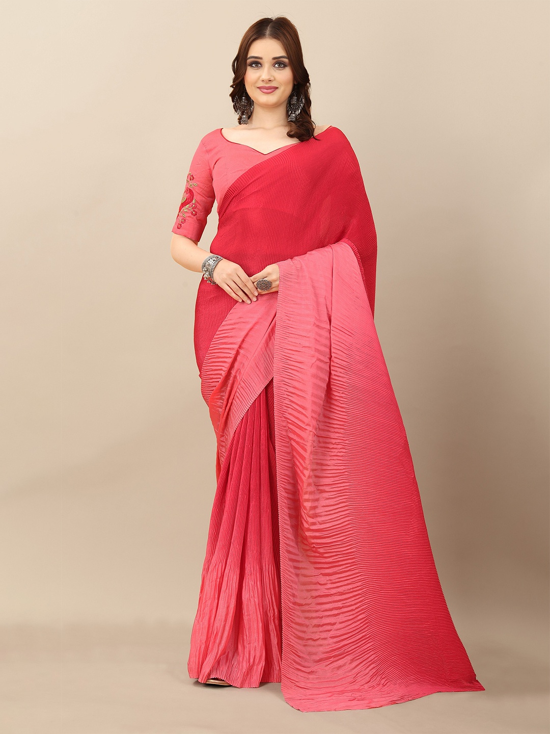 

SERONA FABRICS Pink Ombre Saree