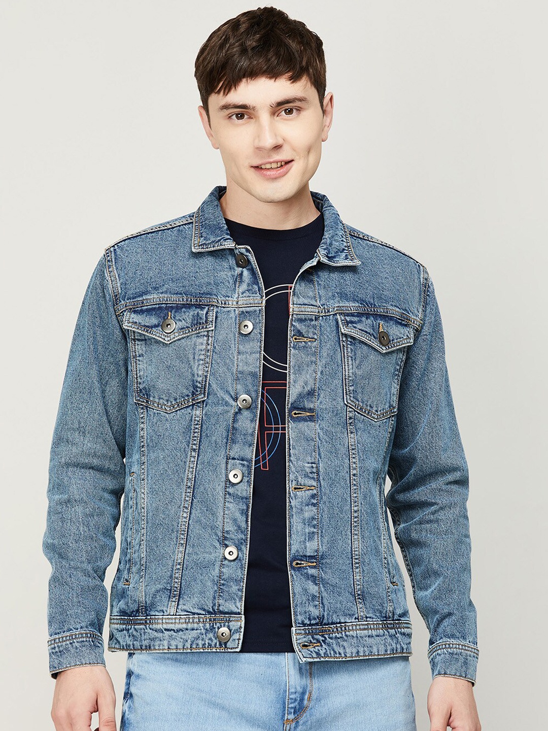 

Forca Men Blue Washed Lightweight Cotton Denim Jacket