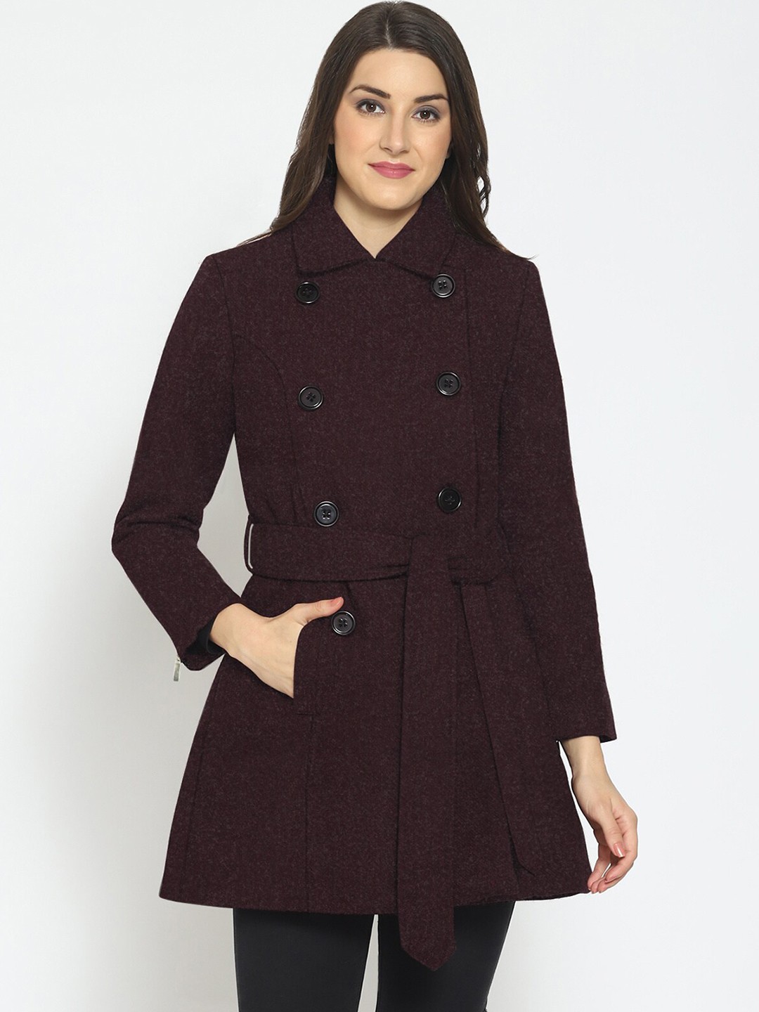 

Martini Women Burgundy Double Breasted Pure Wool Coat