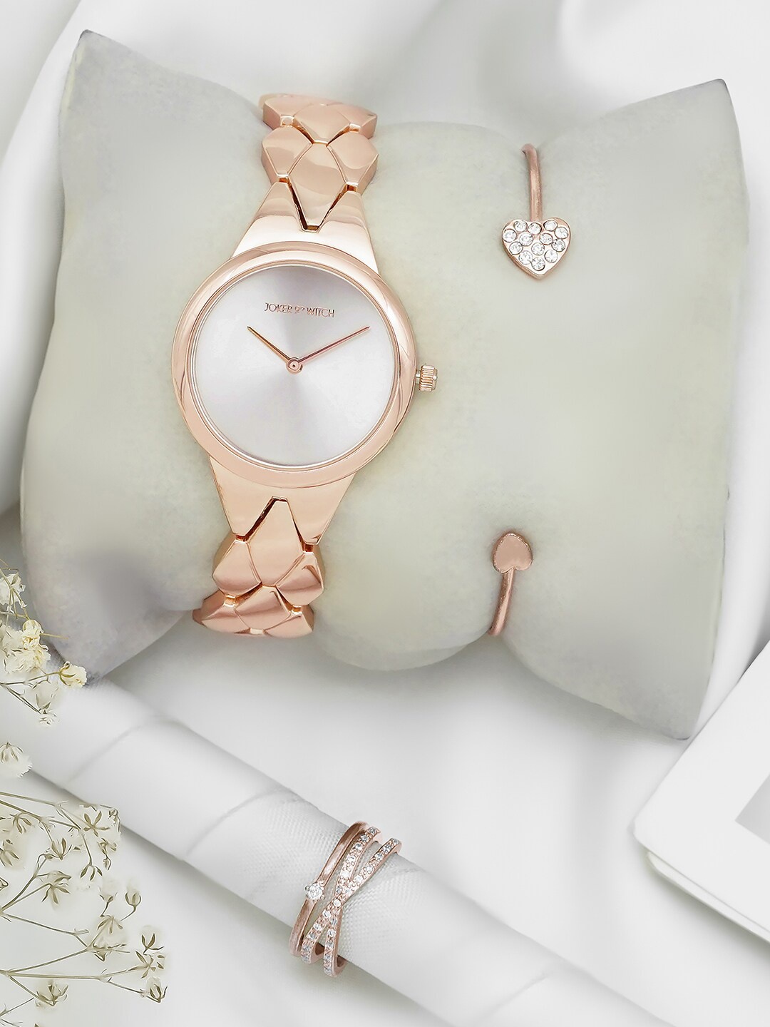 

JOKER & WITCH Women Shine Bright Love Triangle Watch Gift Set JWLT614, Silver