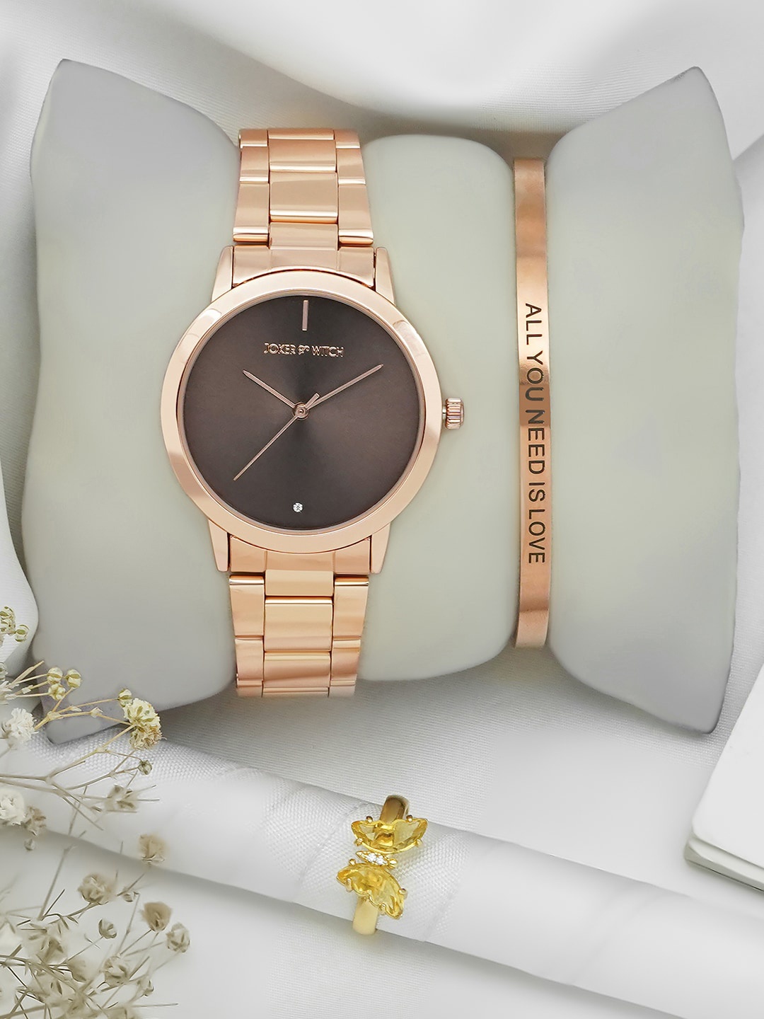 

JOKER & WITCH Women Shine Harmony Love Triangle Watch Gift Set JWLT658, Burgundy
