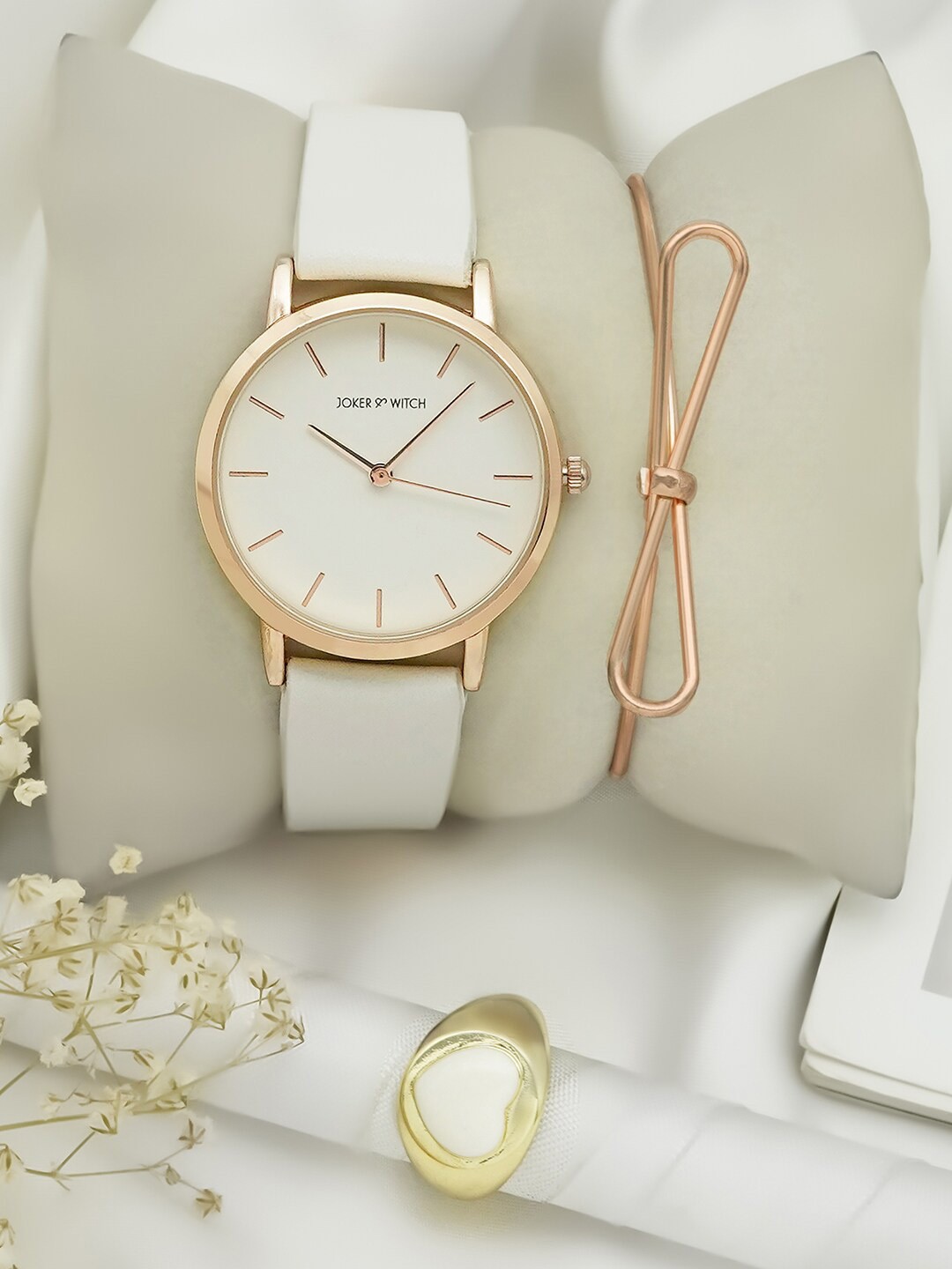 

JOKER & WITCH Women Analogue Watch Gift Set- JWLT714, White