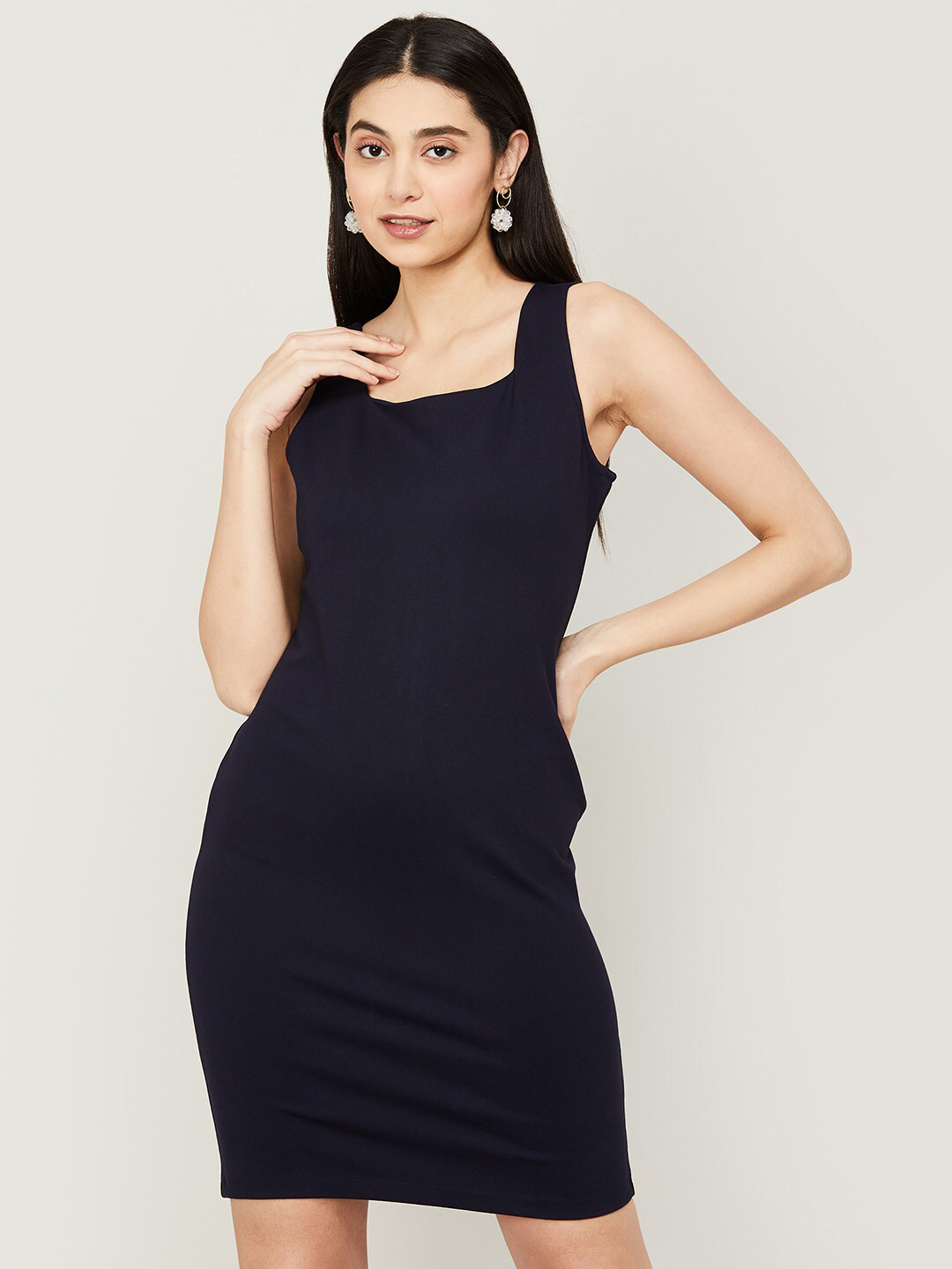 

CODE by Lifestyle Sleeveless Square Neck Bodycon Dress, Navy blue