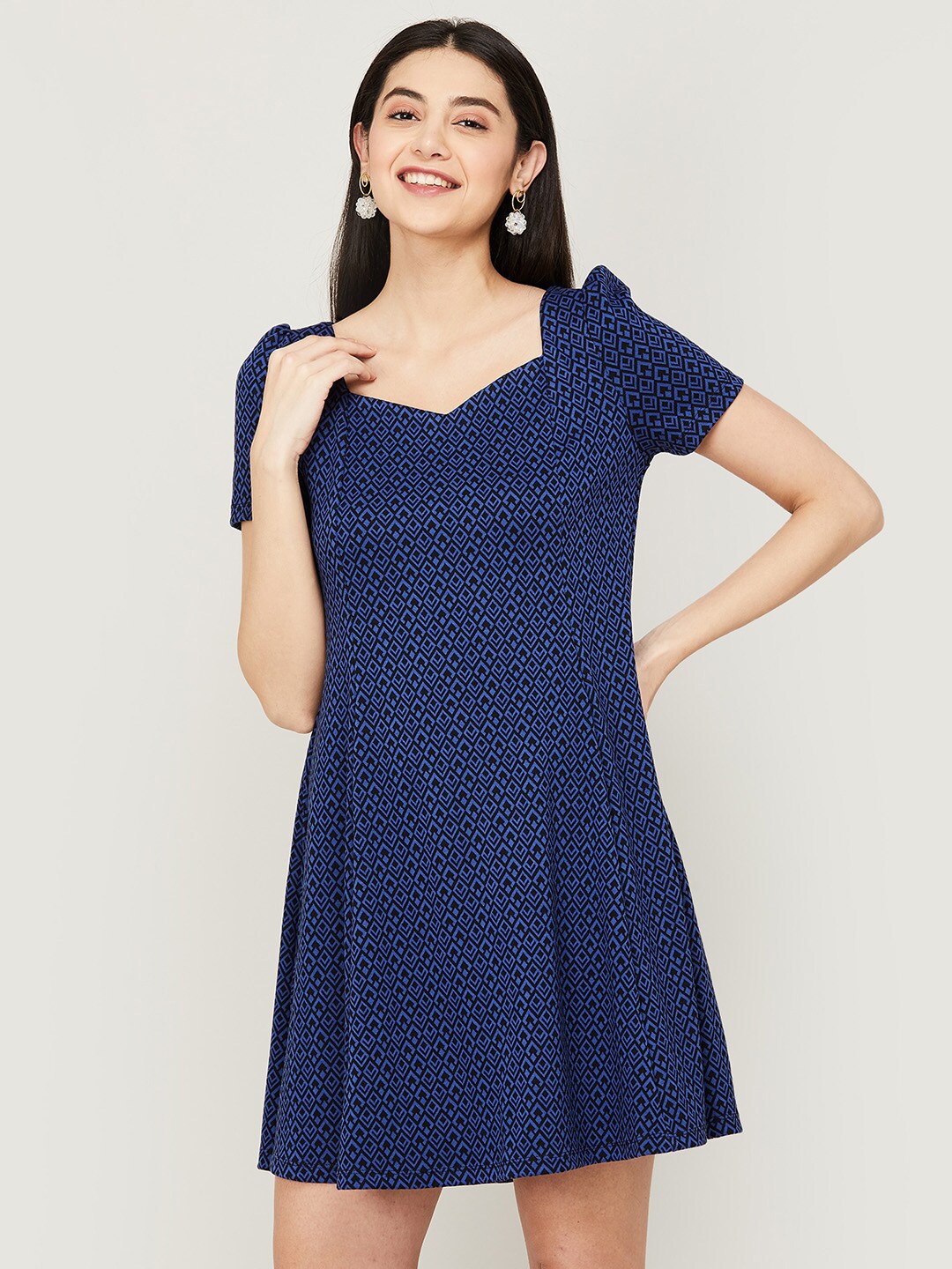 

CODE by Lifestyle Blue & Black Fit & Flare Dress