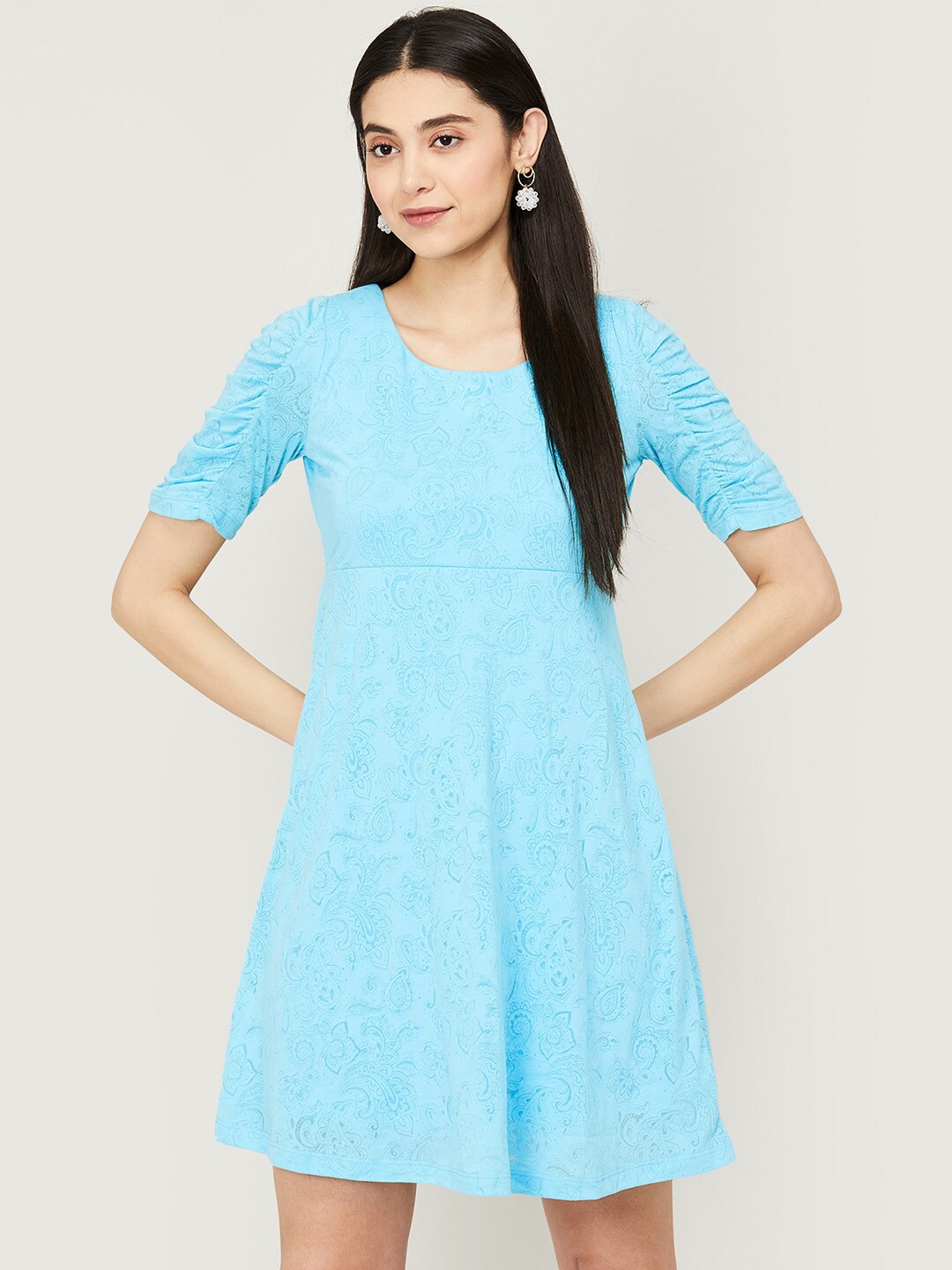

CODE by Lifestyle Self Design Short Sleeves A-Line Dress, Blue