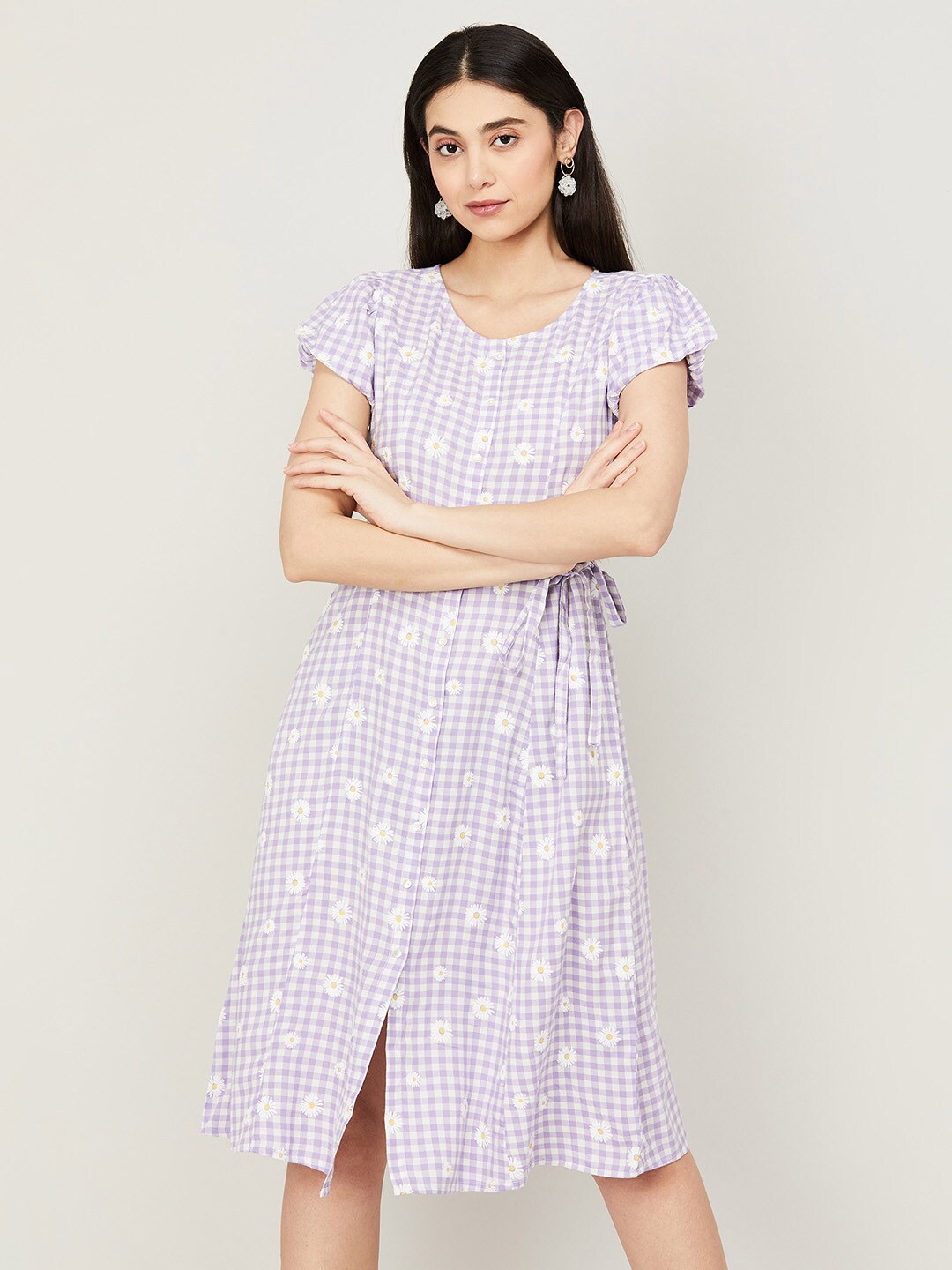 

Fame Forever by Lifestyle Lavender & White Floral A-Line Dress