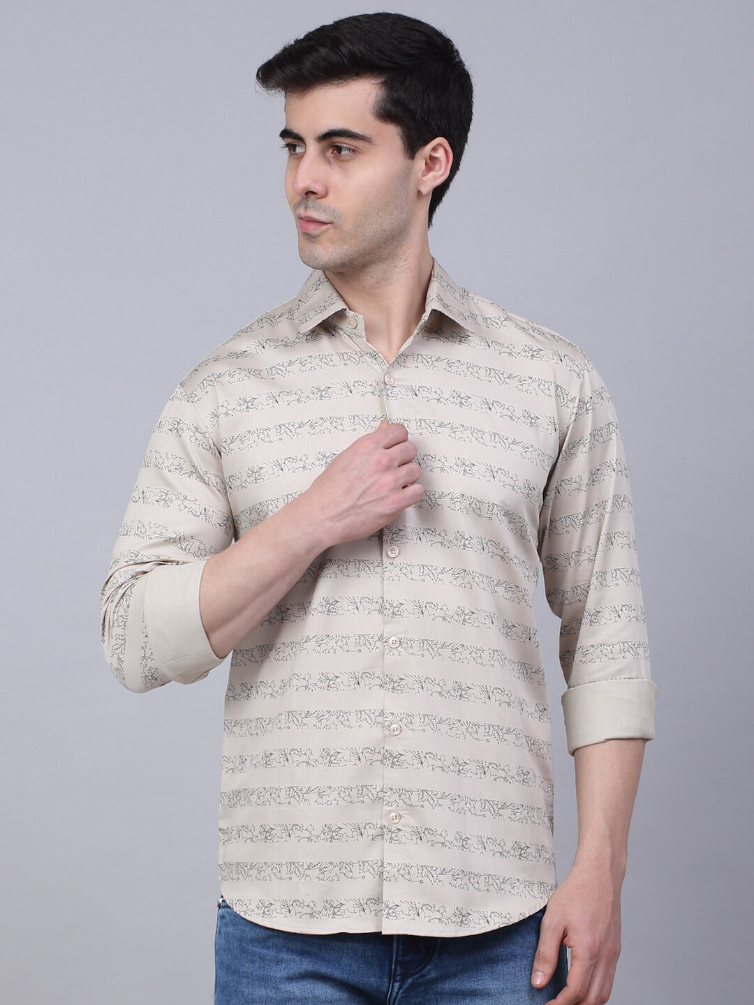 

JAINISH Men Classic Printed Casual Shirt, Cream