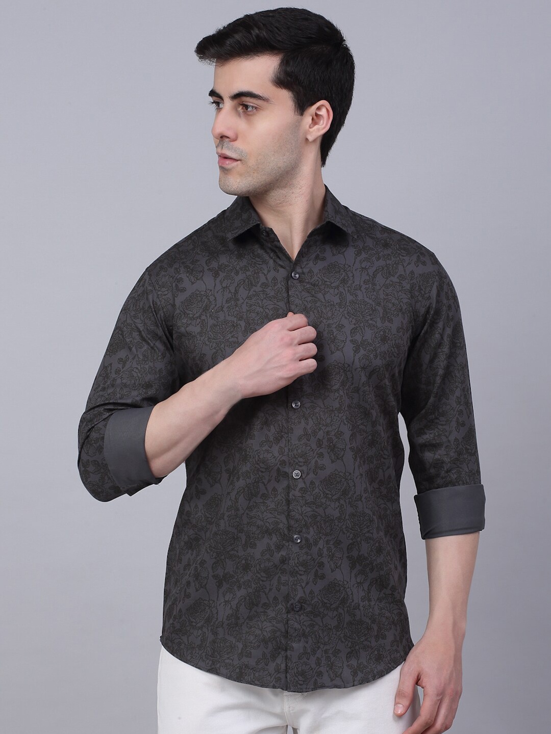 

JAINISH Classic Floral Printed Casual Shirt, Grey