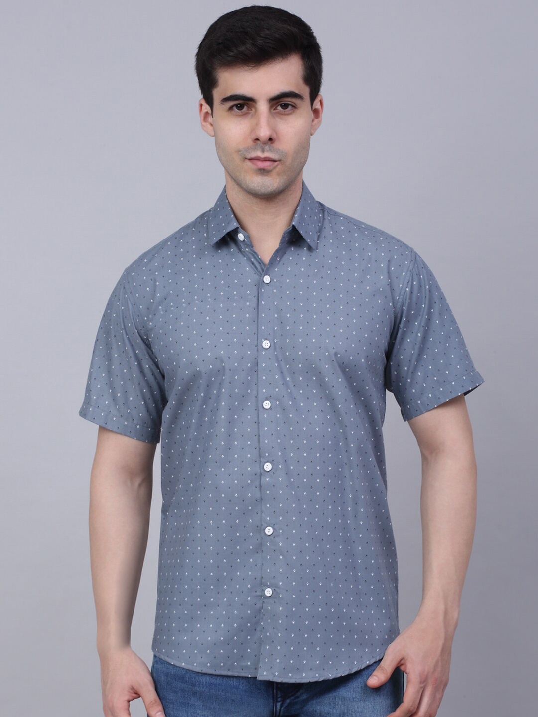 

JAINISH Classic Printed Pure Cotton Casual Shirt, Grey