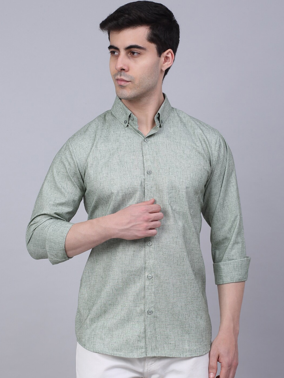 

JAINISH Men Green Classic Pure Cotton Casual Shirt
