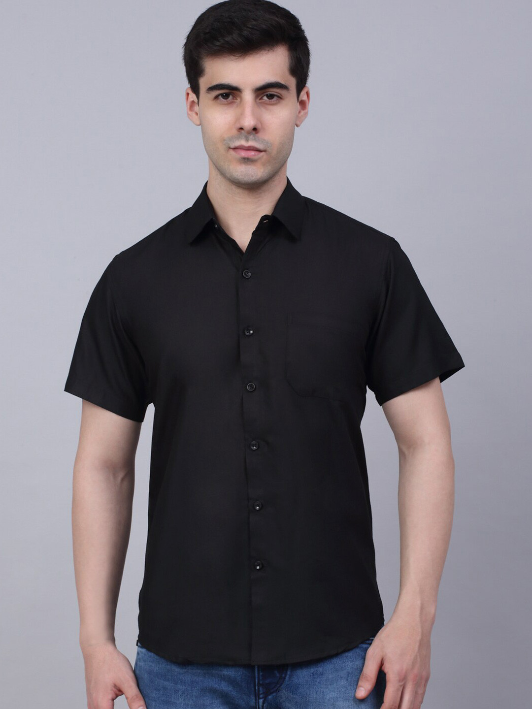

JAINISH Men Black Classic Pure Cotton Casual Shirt