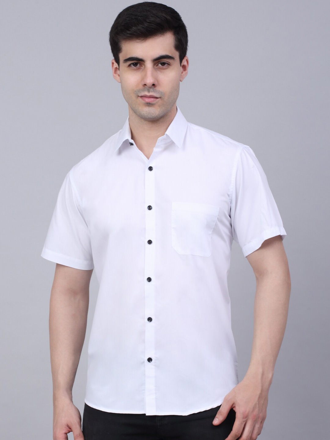 

JAINISH Men White Classic Pure Cotton Casual Shirt