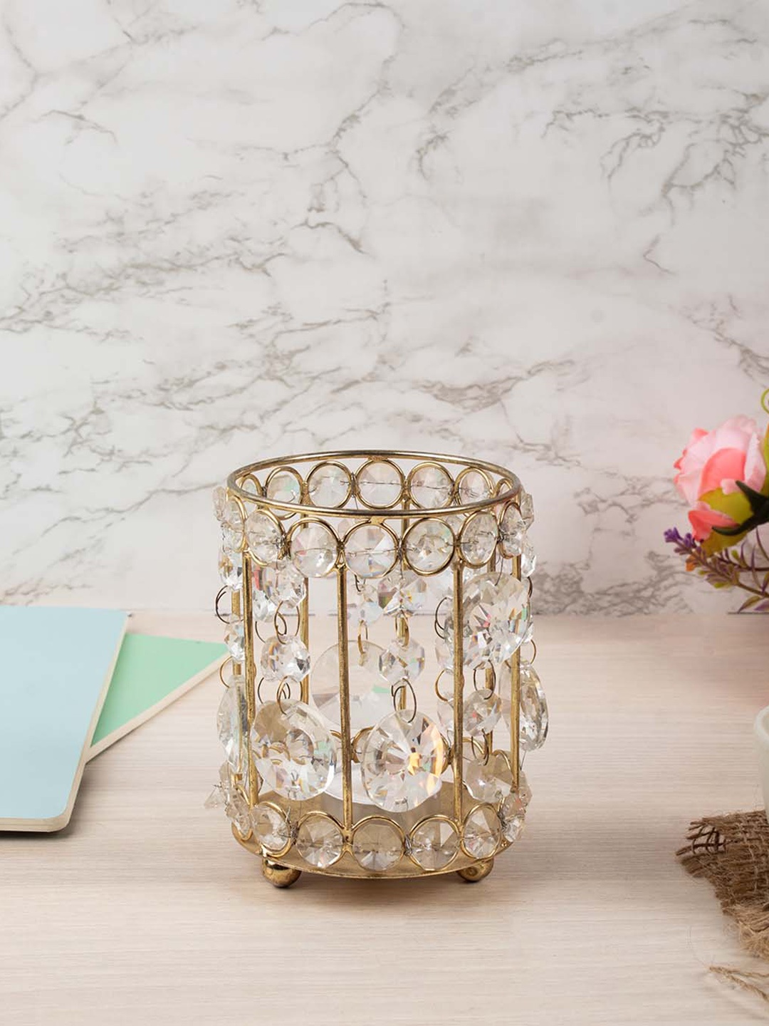 

MARKET99 Gold-Toned & White Crystal Votive