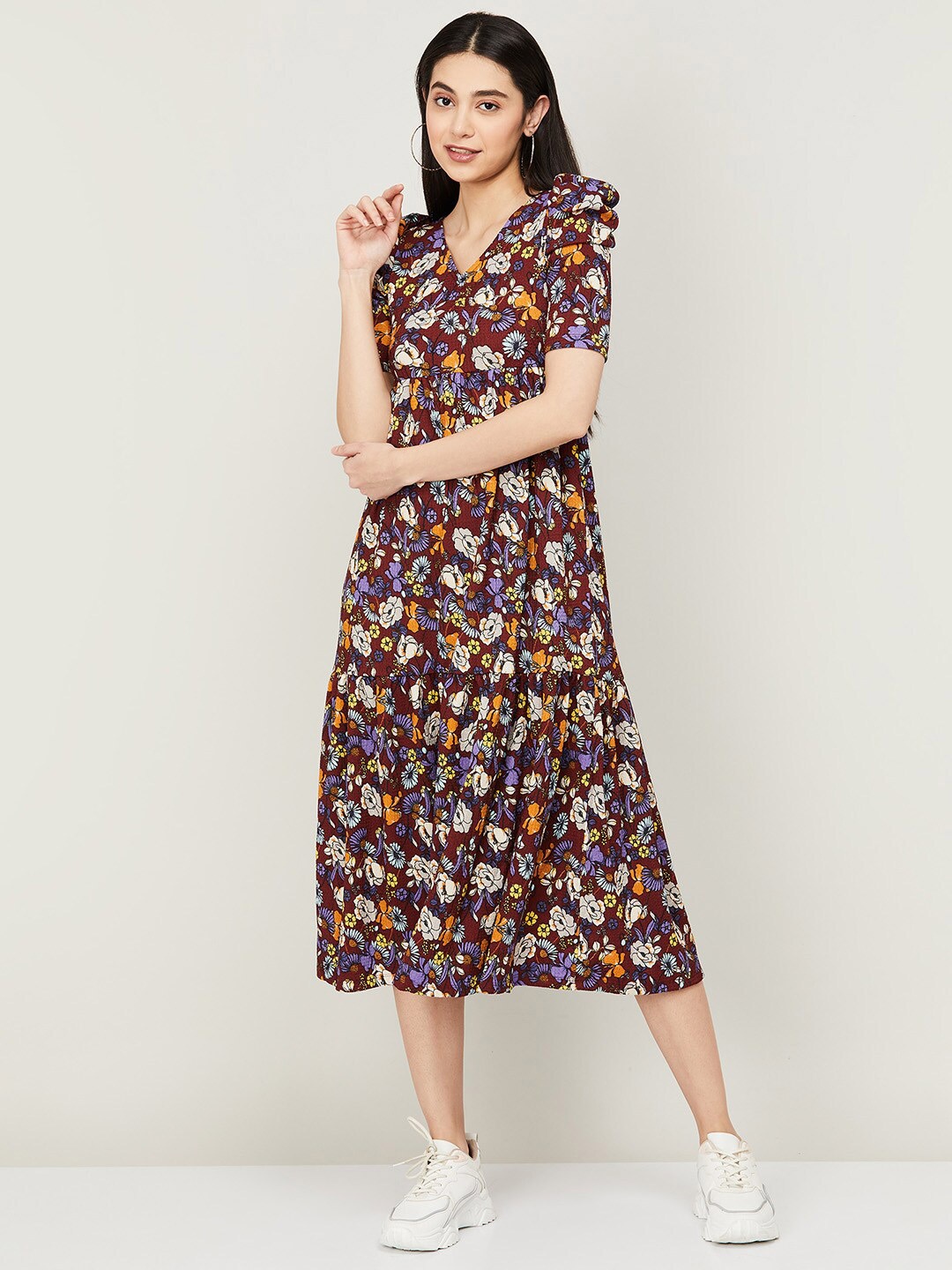 

Ginger by Lifestyle Brown Floral Empire Midi Dress
