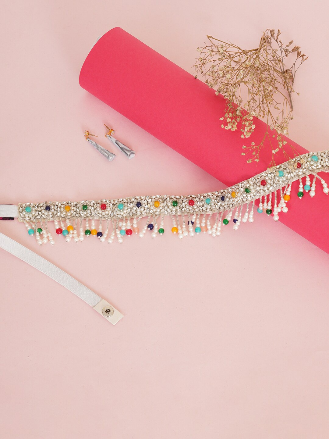 

FABBHUE Embellished Belt, Silver