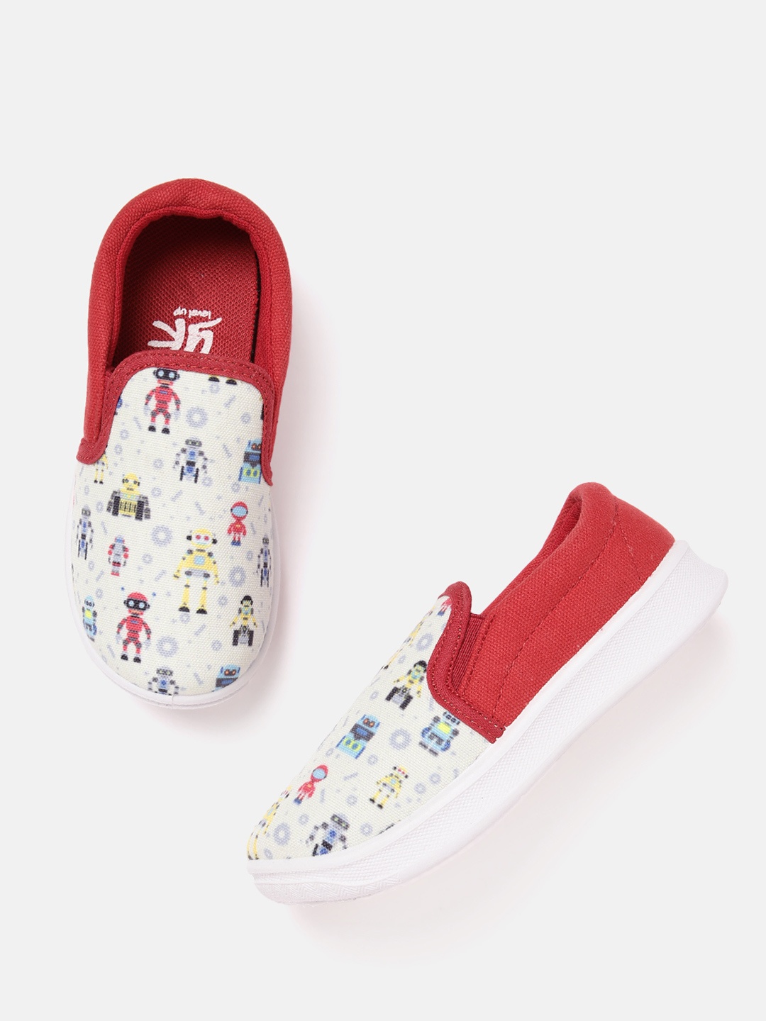 

YK Boys Printed Slip-On Sneakers, Cream