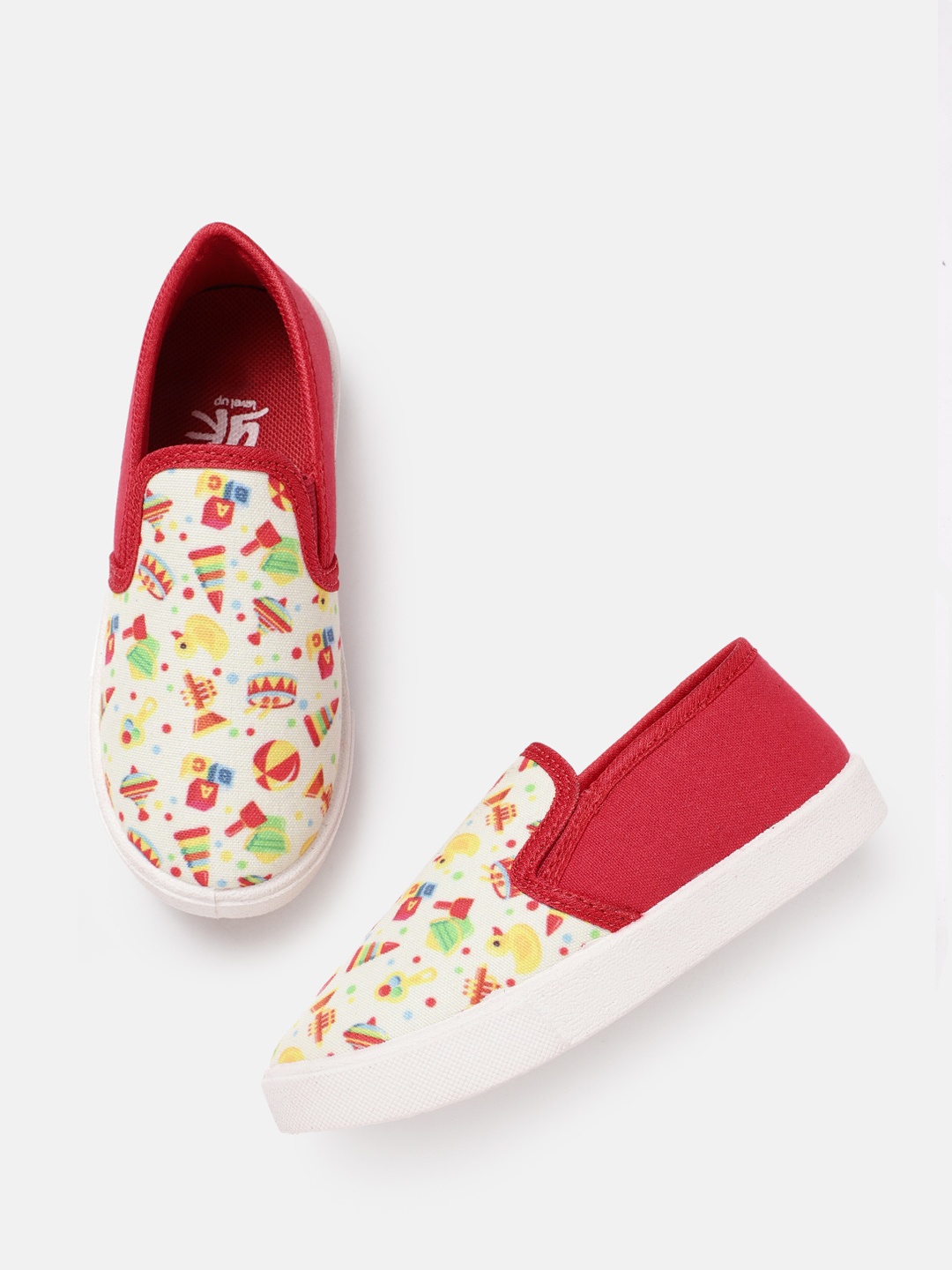 

YK Boys Conversational Printed Slip-On Sneakers, Cream