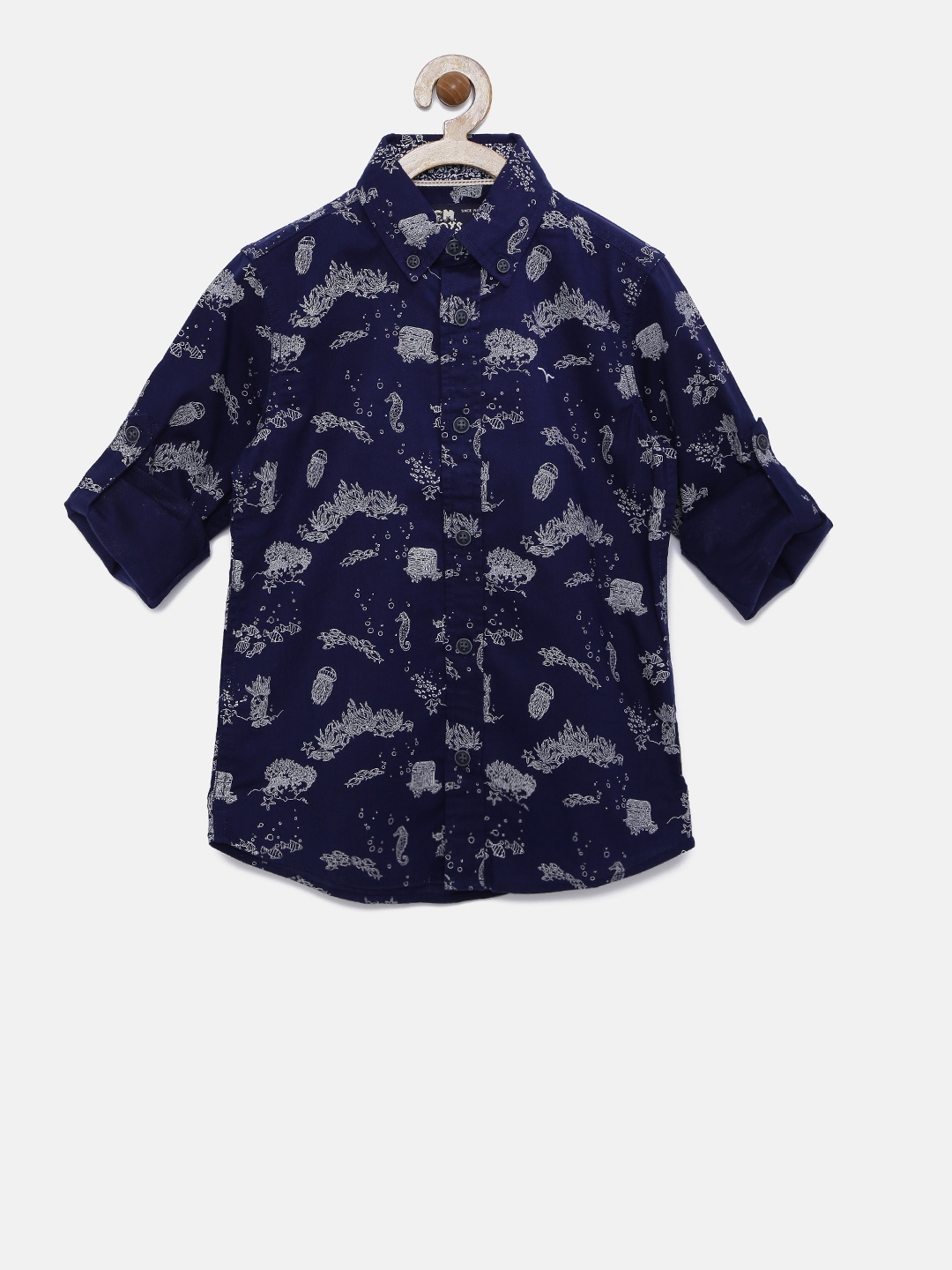 

Flying Machine Boys Navy Printed Casual Shirt, Navy blue