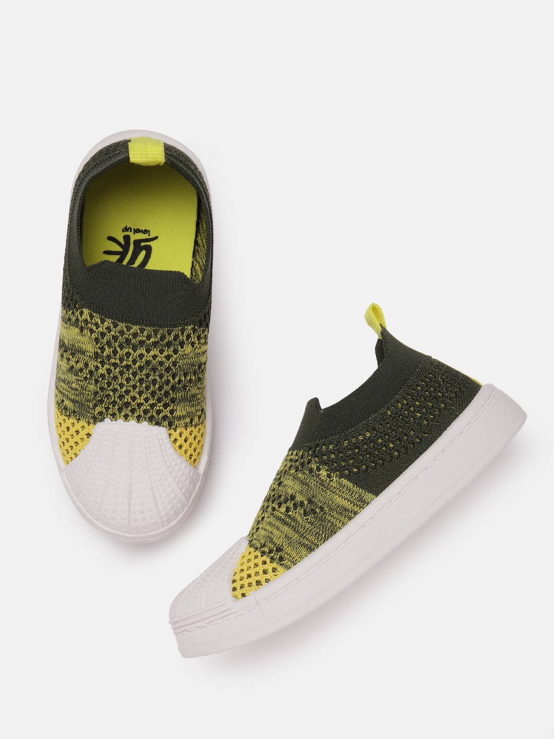 

YK Boys Woven Design Slip-On Sneakers, Green