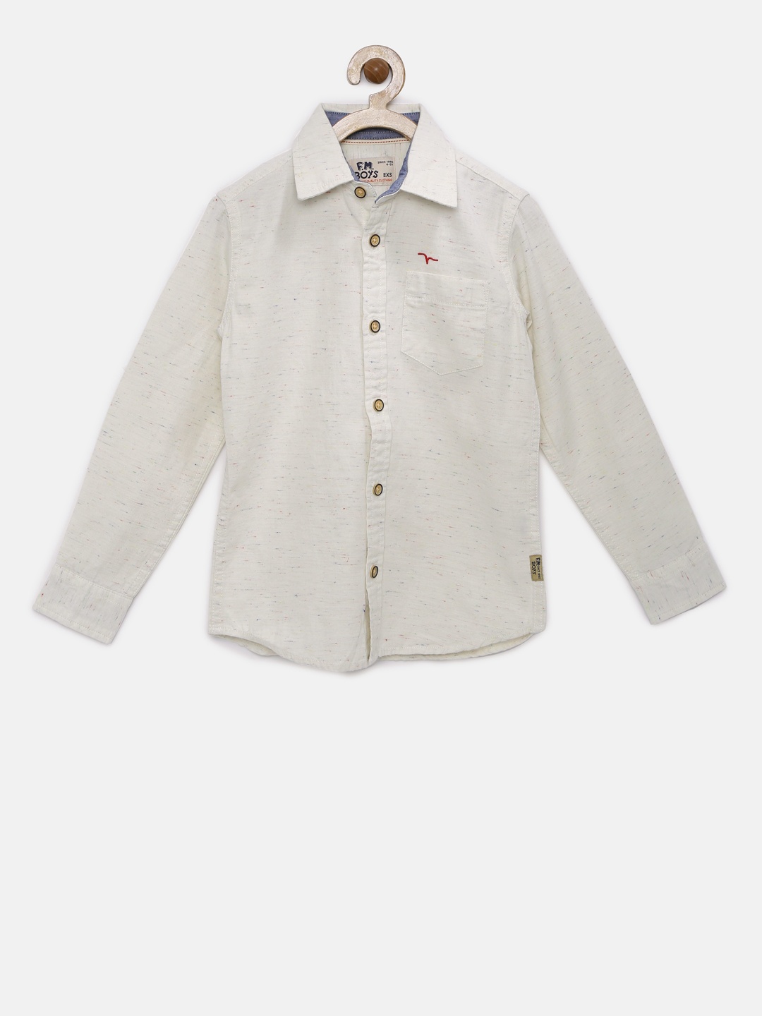 

Flying Machine Boys Off-White Self Design Casual Shirt