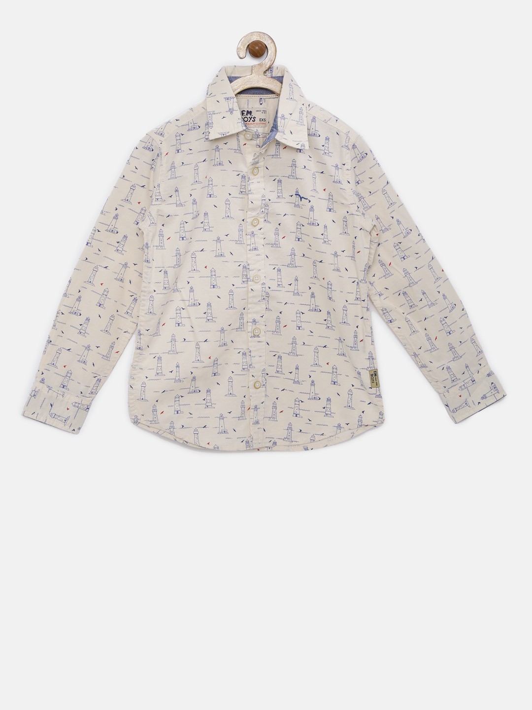 

Flying Machine Boys Off-White Printed Casual Shirt