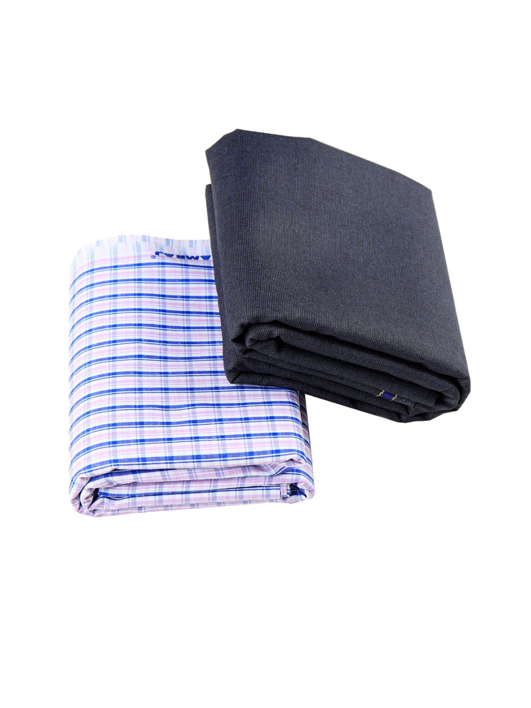 

Ramraj Men Pack of 2 Blue & Grey Checked Shirt & Trouser Clothing Fabric Set