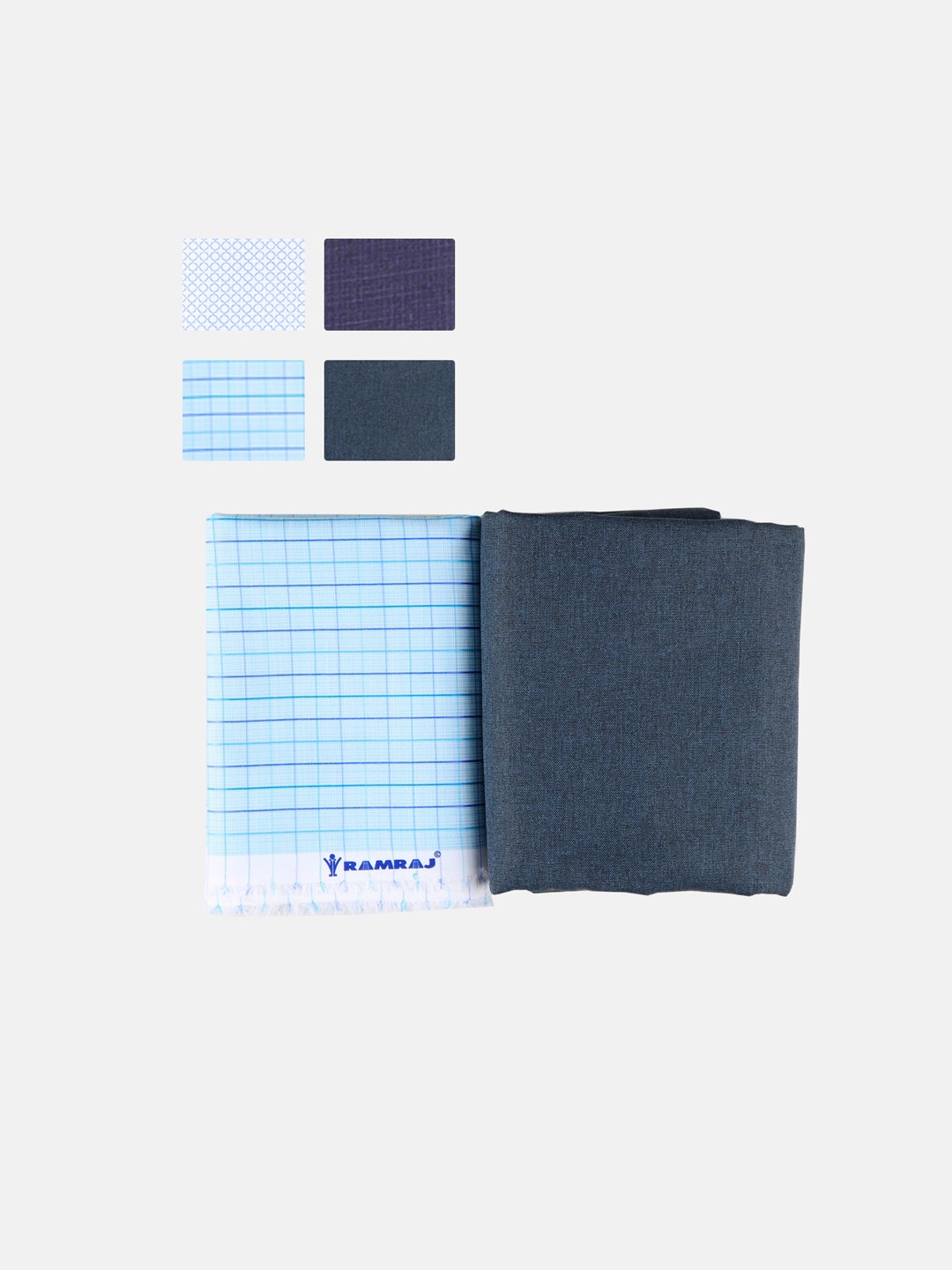 

Ramraj Men Pack Of 2 Purple & Blue Checked Shirt & Trouser Clothing Fabric Set