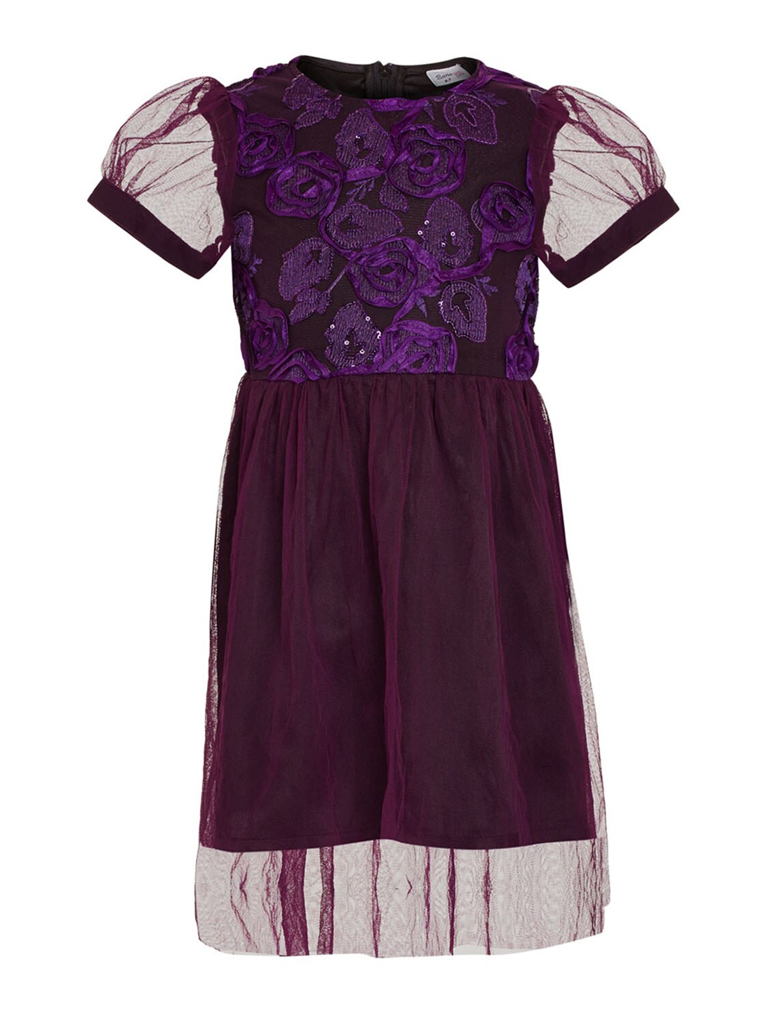 

BandBox Girls Purple Floral Embellished Net Dress