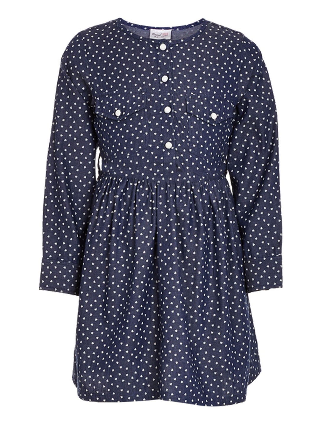 

BandBox Navy Blue & White A-Line Cotton Dress