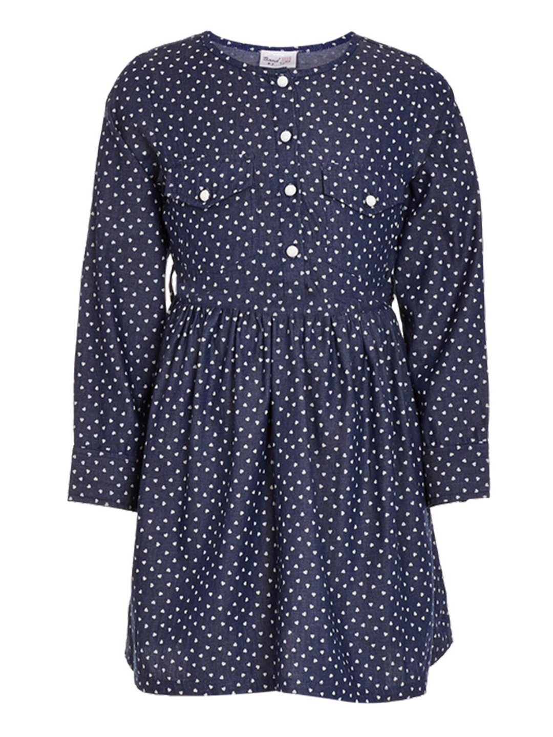 

BandBox Girls Navy Blue & White Printed Cotton A-Line Dress