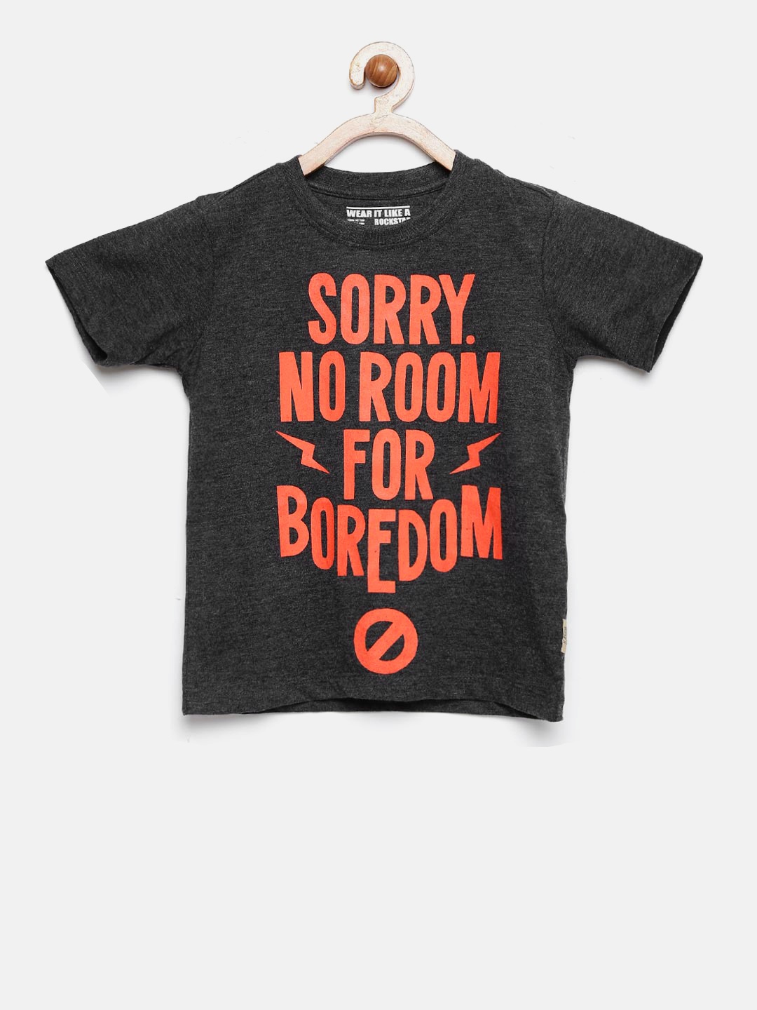

Flying Machine Boys Charcoal Printed Round Neck T-shirt