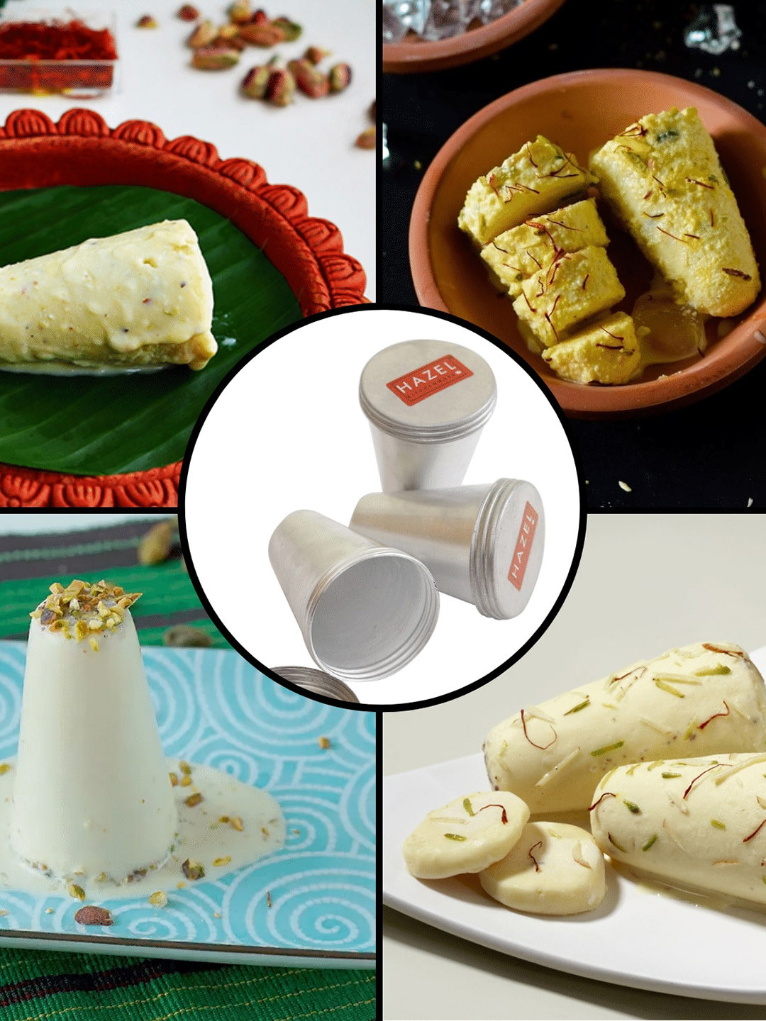 

HAZEL Set Of 12 Silver Solid Aluminium Kulfi Moulds With Lid