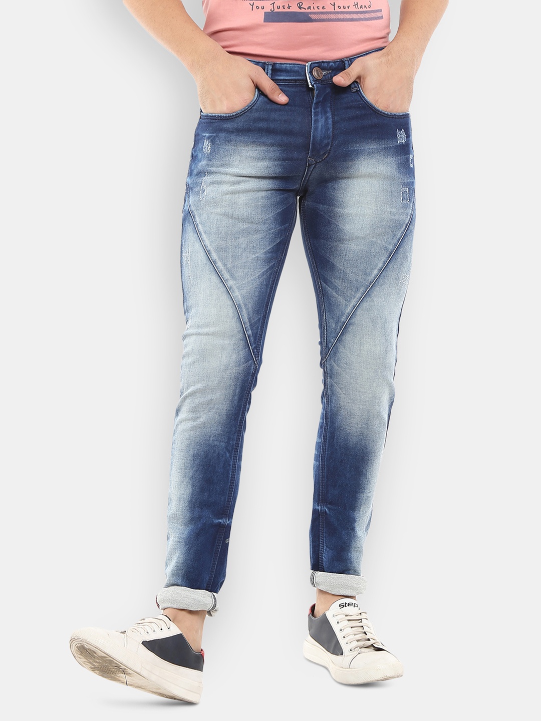 

V-Mart Men Blue Classic Slim Fit Heavy Fade Cotton Jeans